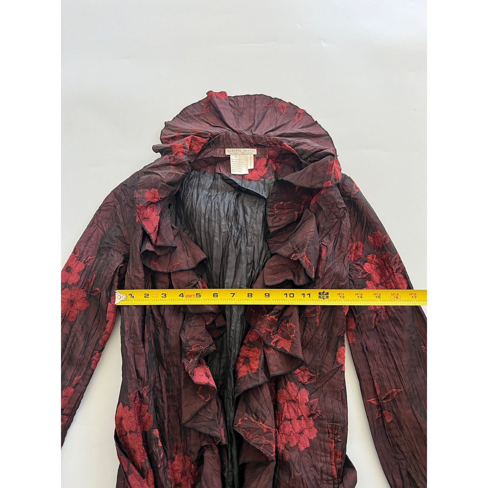 Alberto Makali Crushed Velvet Burnout Floral Mini Dress Small Whimsygoth Artsy
