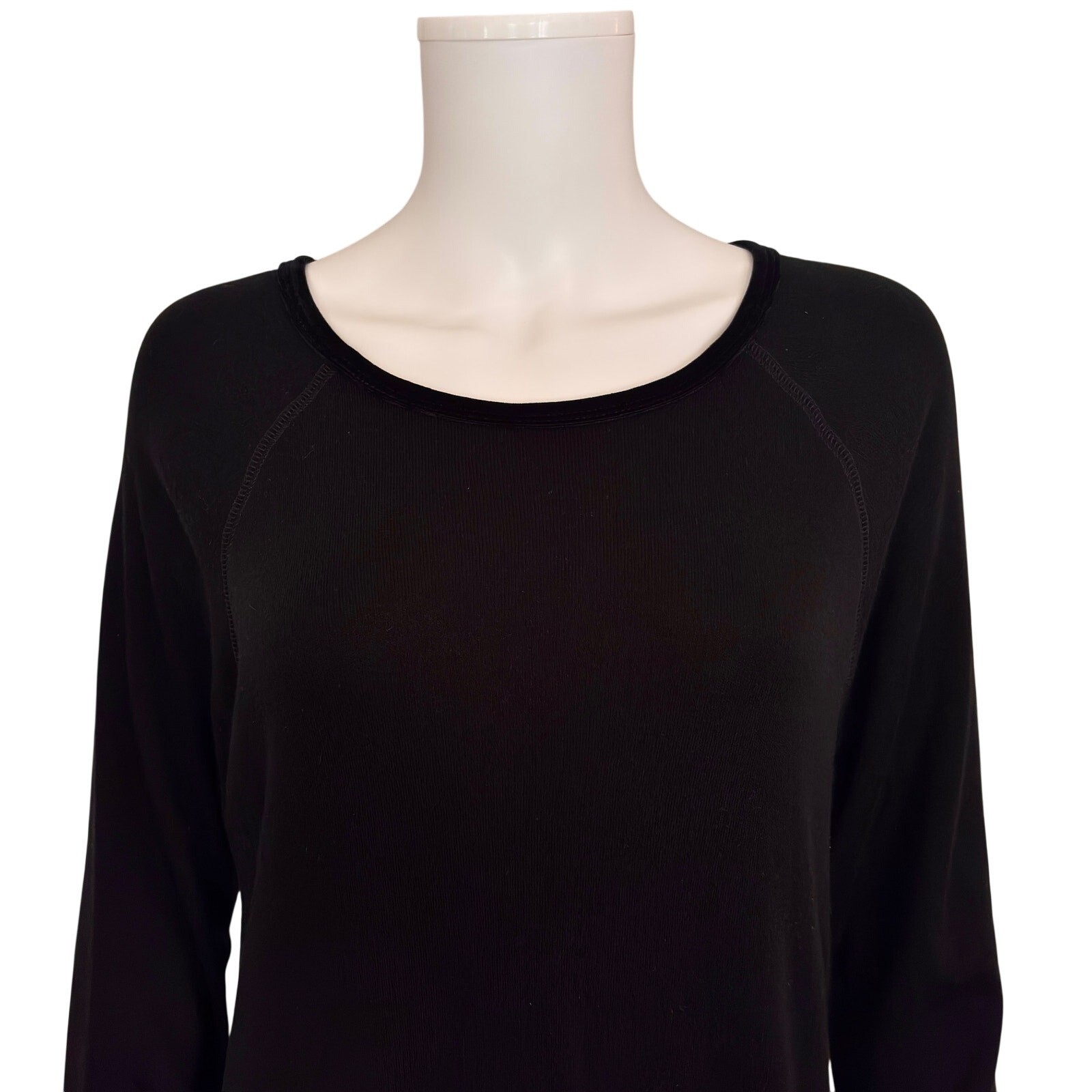 Black Minimalist Maxi Dress Soft Knit Raglan Sleeve Sweatshirt Size XL Oversized