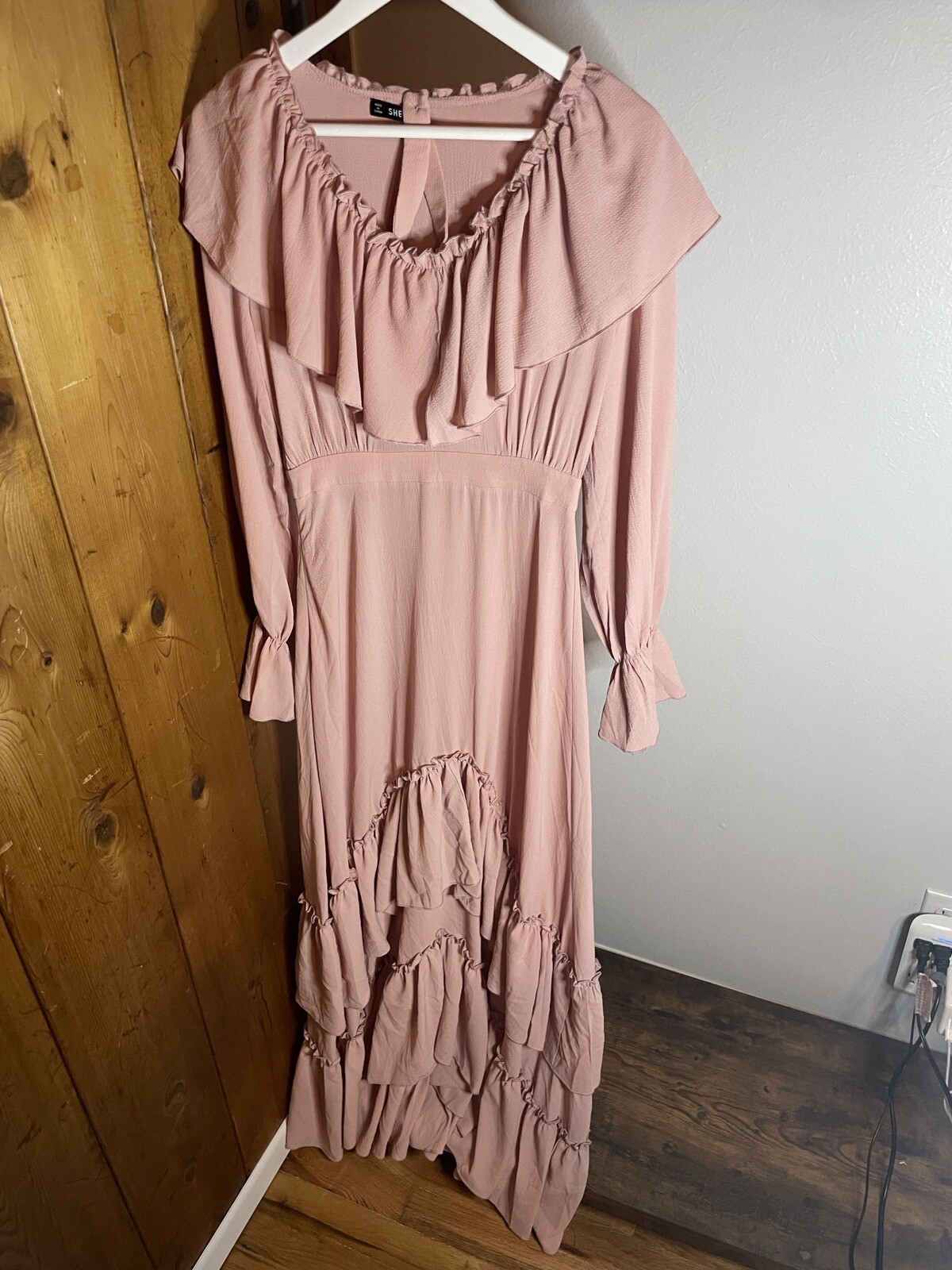 Shien Ladies Maxi Dress-Size XS-Long Sleeves-Pink NWOT