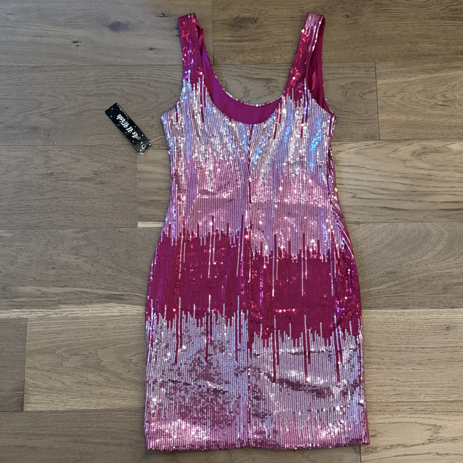 NWT As U Wish Pink Sequin Bodycon Mini Dress Juniors M Ombre Party Club Cocktail