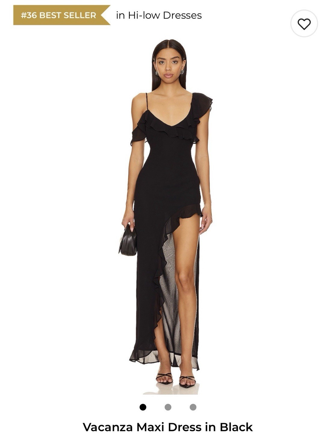 Runaway The Label Vacanza Maxi Dress L Black Off-Shoulder Backless Ruffle