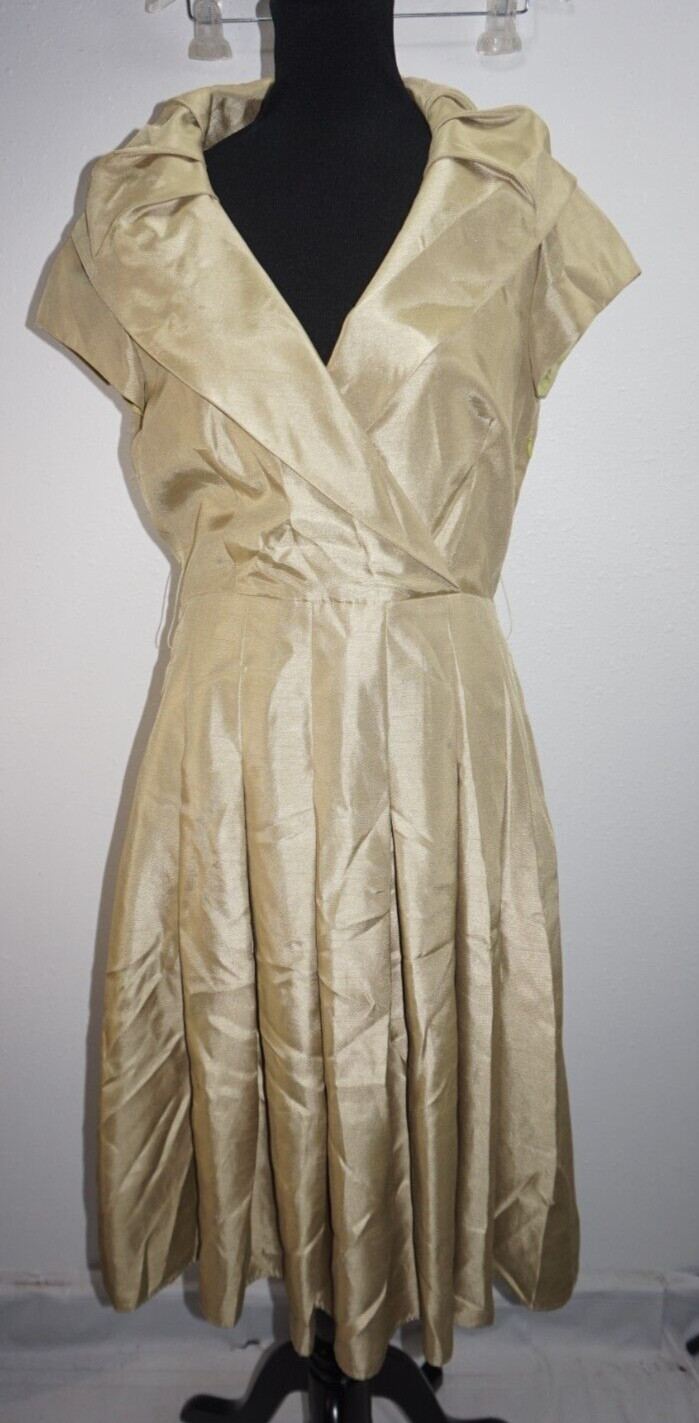 Jessica Howard Taffeta Sage Green Shawl Collar Formal Dress Womens Sz 6