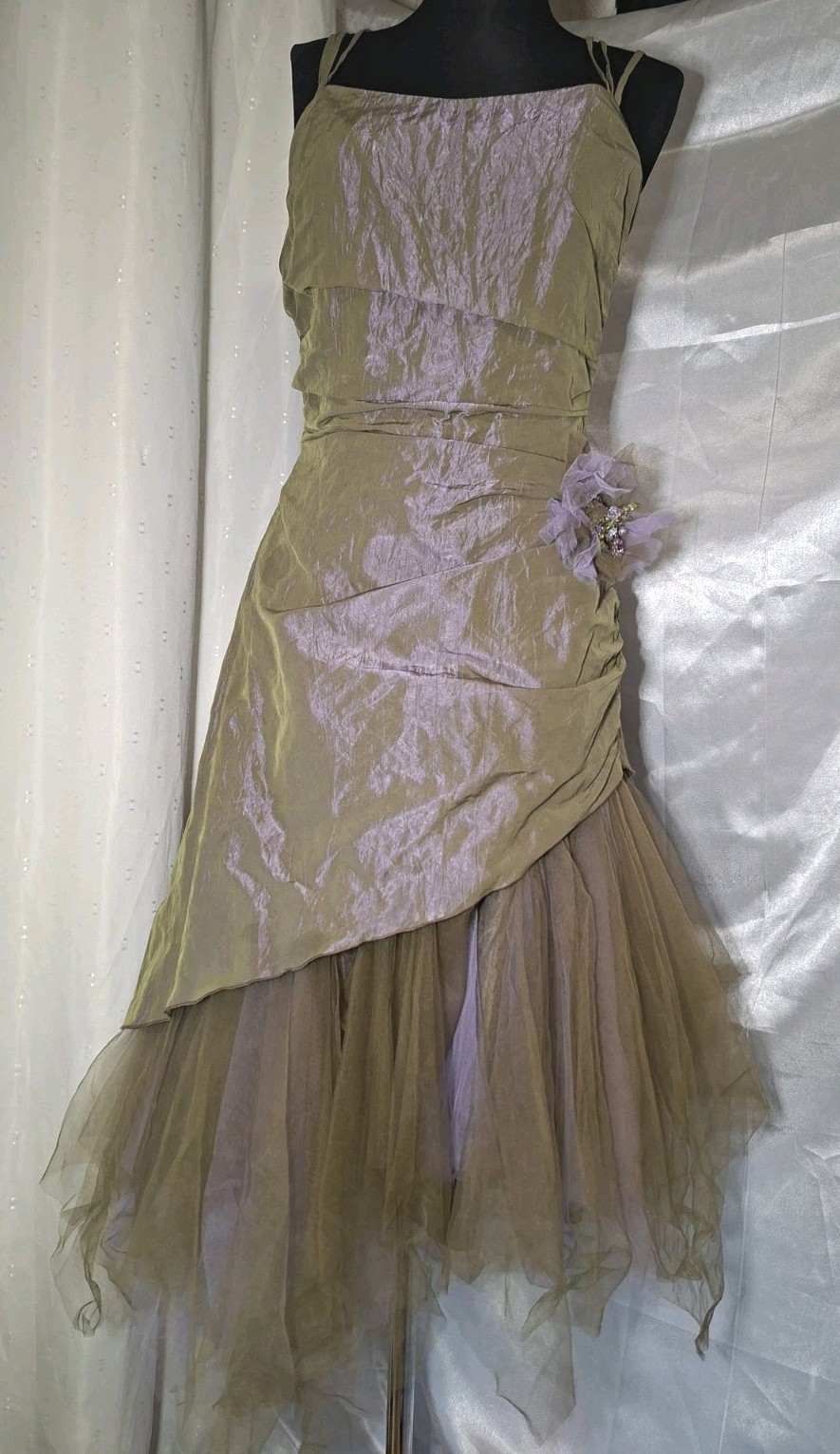Y2K Prom Fairy Tulle Dress Asymmetrical Iridescent Balletcore Party