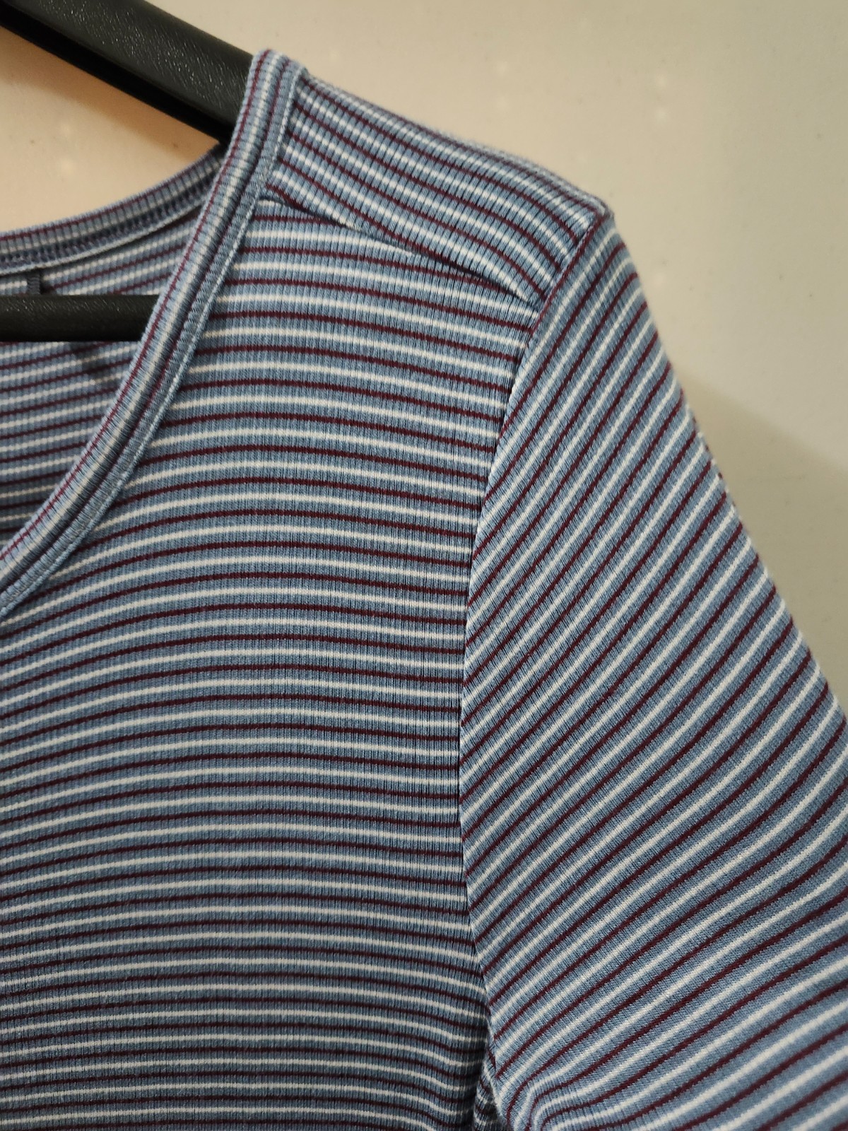 Toad Co Dress Womens L Blue Daisy Rib Flare Skater Henley Stripe Stretch Pocket