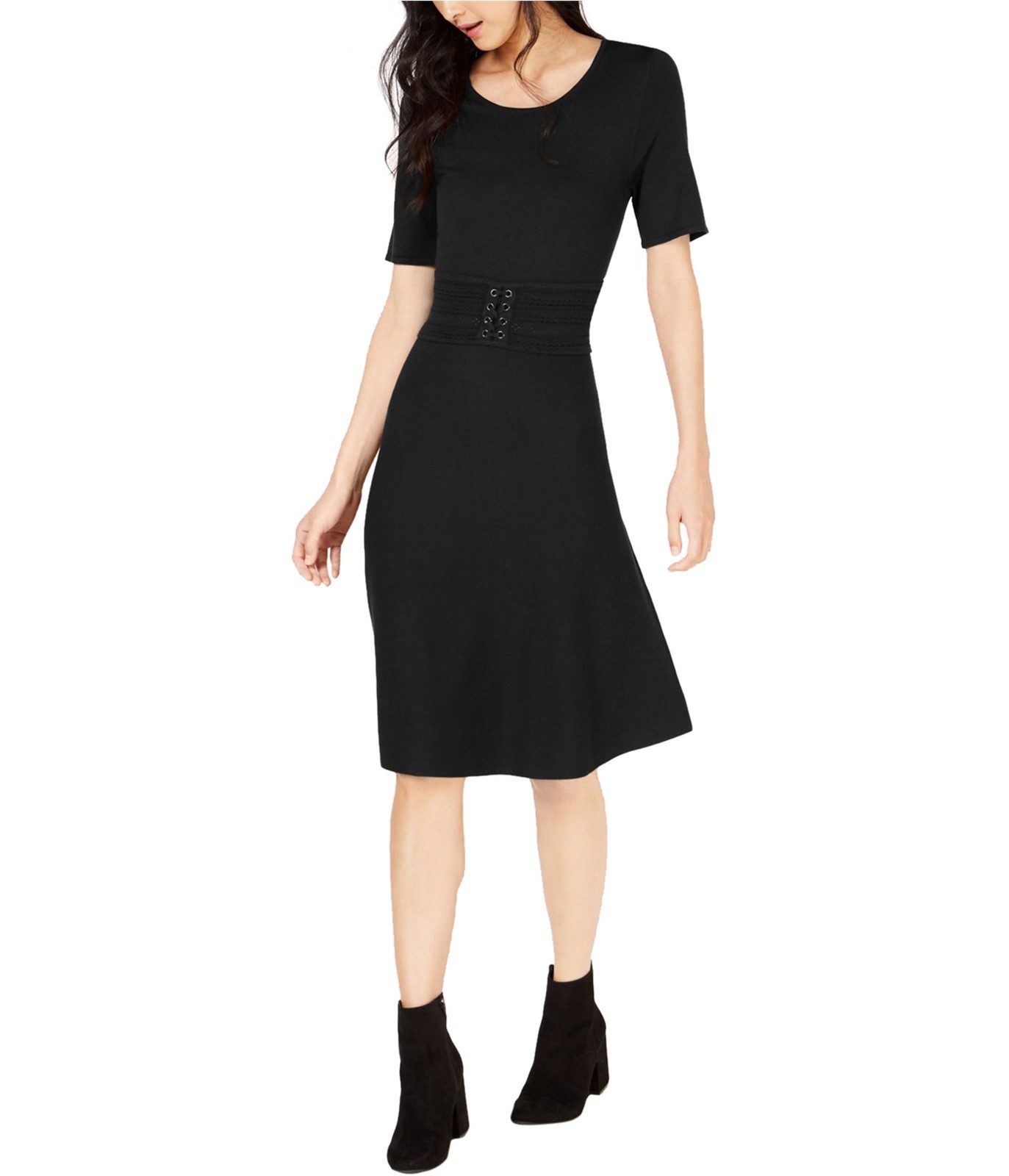 maison Jules Womens Belted Fit & Flare Dress