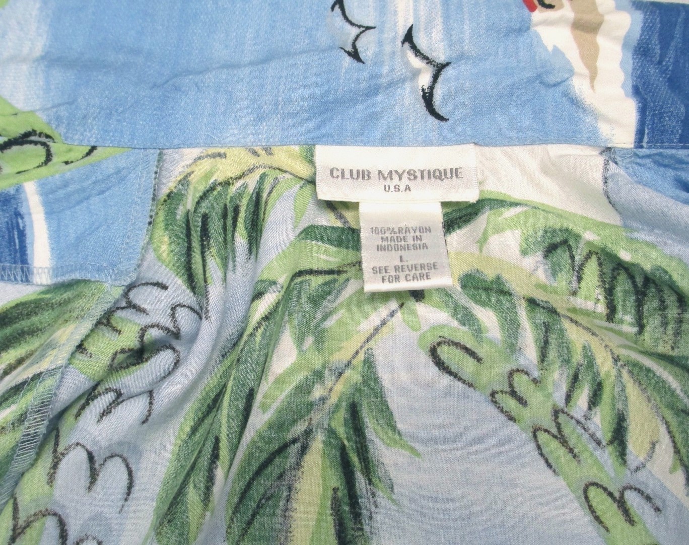 Blue Nautical long Dress Buttoned Shirt Set Large L Hawaiian Aloha CLUB MYSTIQUE