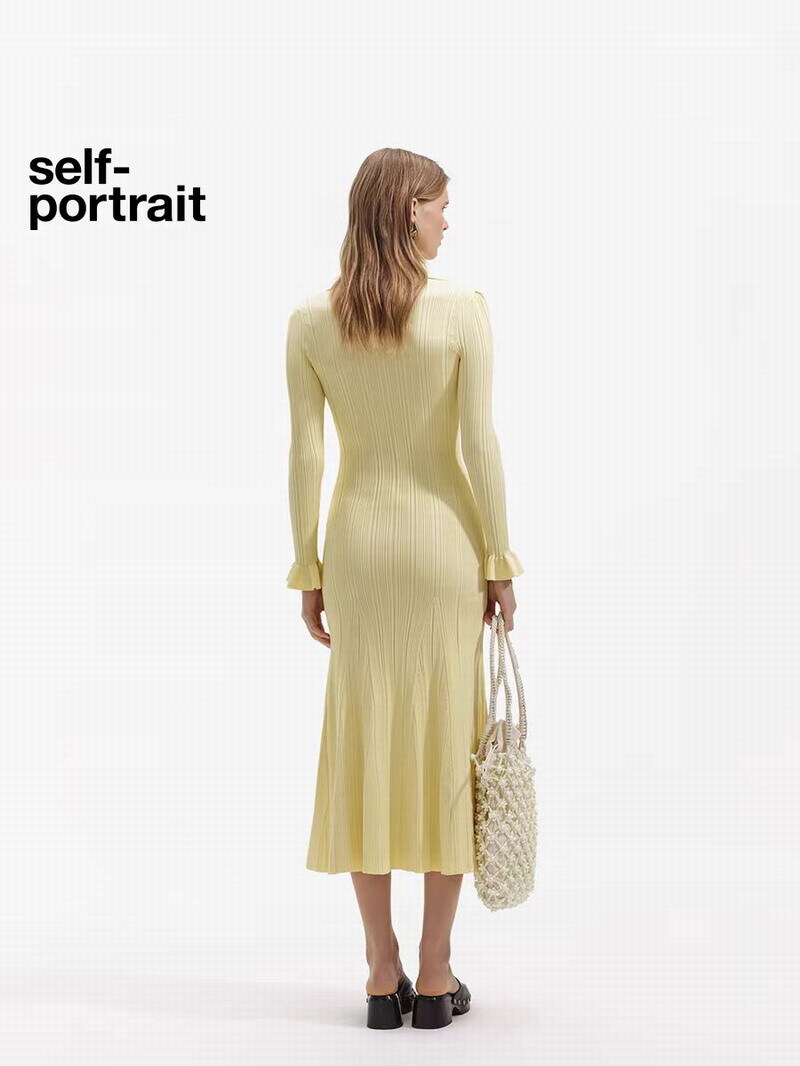 Self-Portrait Polyester Square Neck Fitted Dress Mini Dress for Women