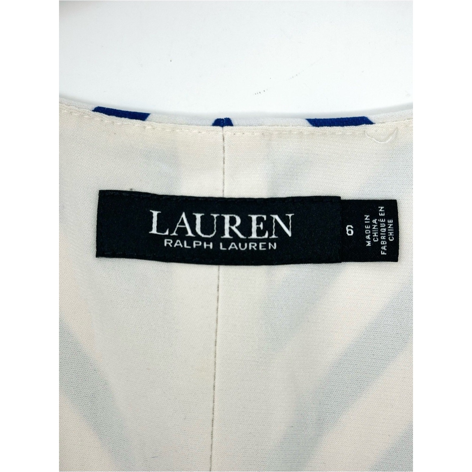 Lauren Ralph Lauren Blue White Striped Surplice Midi Dress Size 6 Coastal Preppy