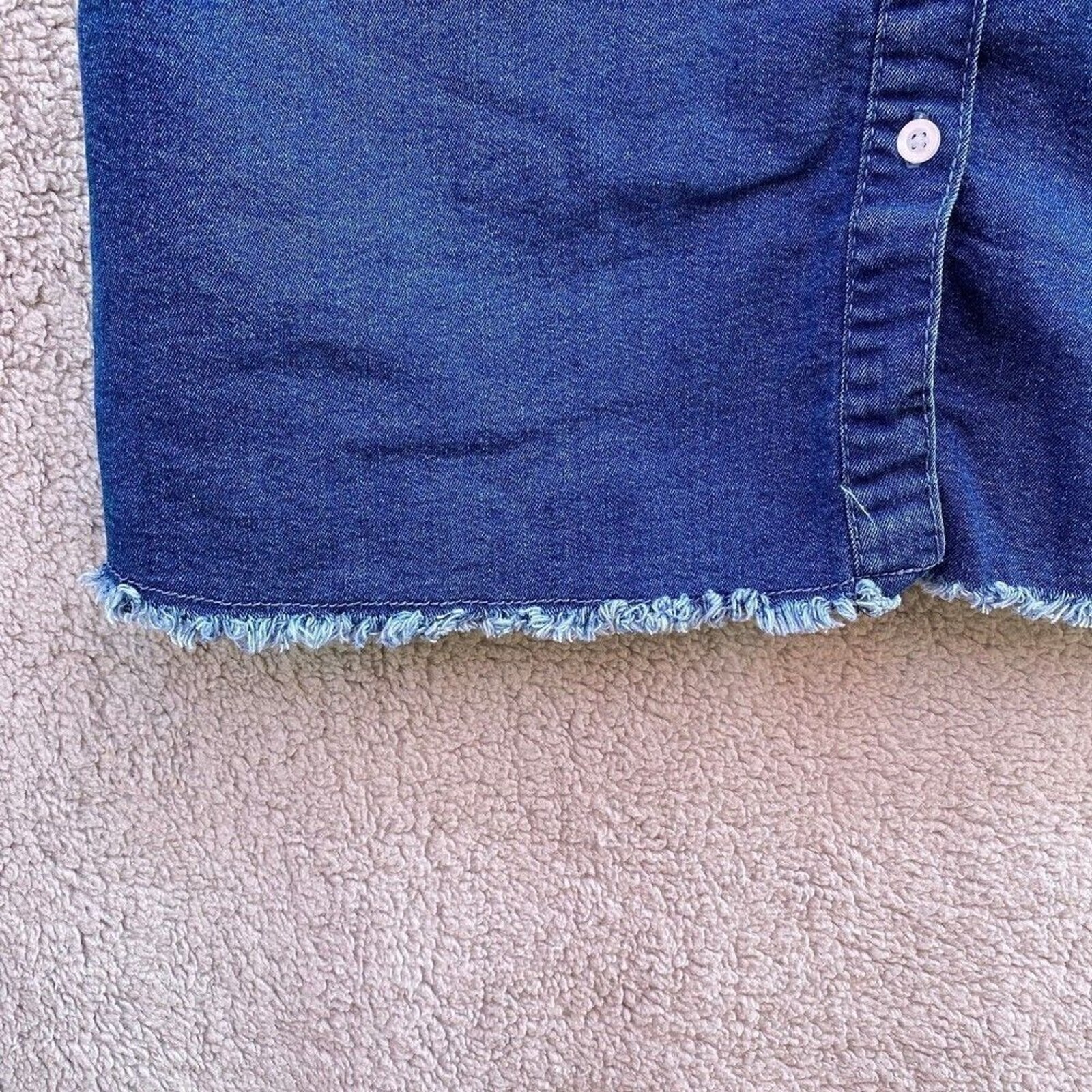 Denim Button Spaghetti Strap Mini Dress Sz Large