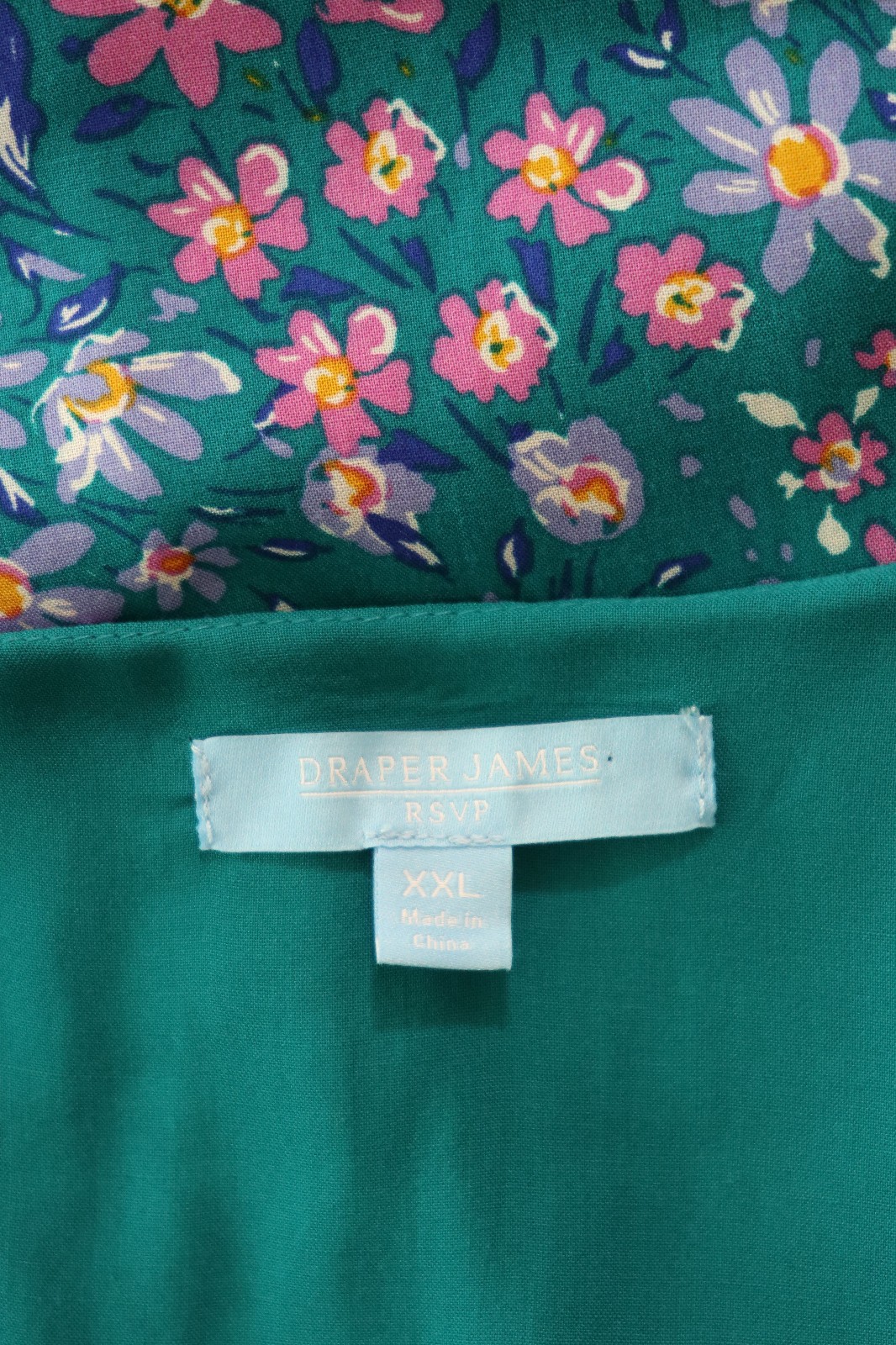 Draper James RSVP Teal Green Floral Short Batwing Sleeve Wrap Dress Women XXL
