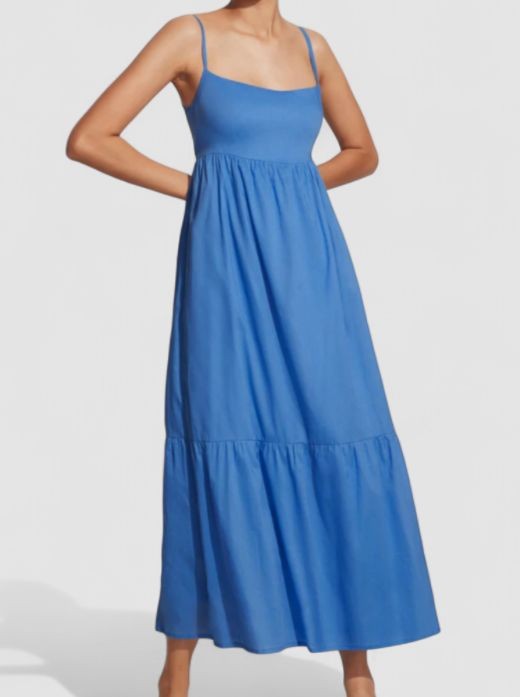 Faithfull The Brand Women’s Blue Katya Sleeveless Maxi Dress Size 4
