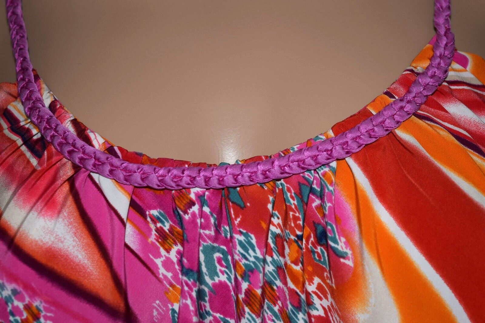 NATORI Multicolor Geometric Sleeveless Unlined Lightweight Halter Maxi Dress S