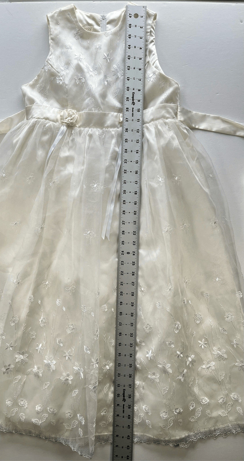 Jessica McClintock Girls Millennium 2000 Ivory Floral Formal Dress Size 16 VTG