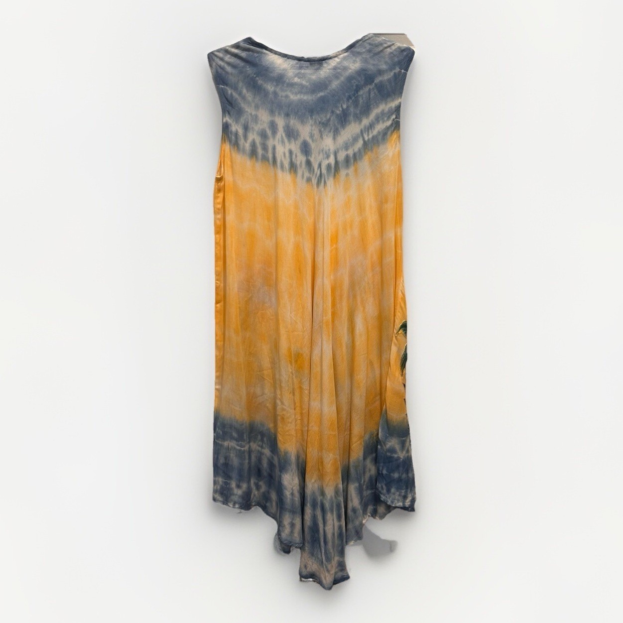 Shoreline Boho Tie Dye Floral Embroidered Sharkbite Sleeveless Dress Free Size