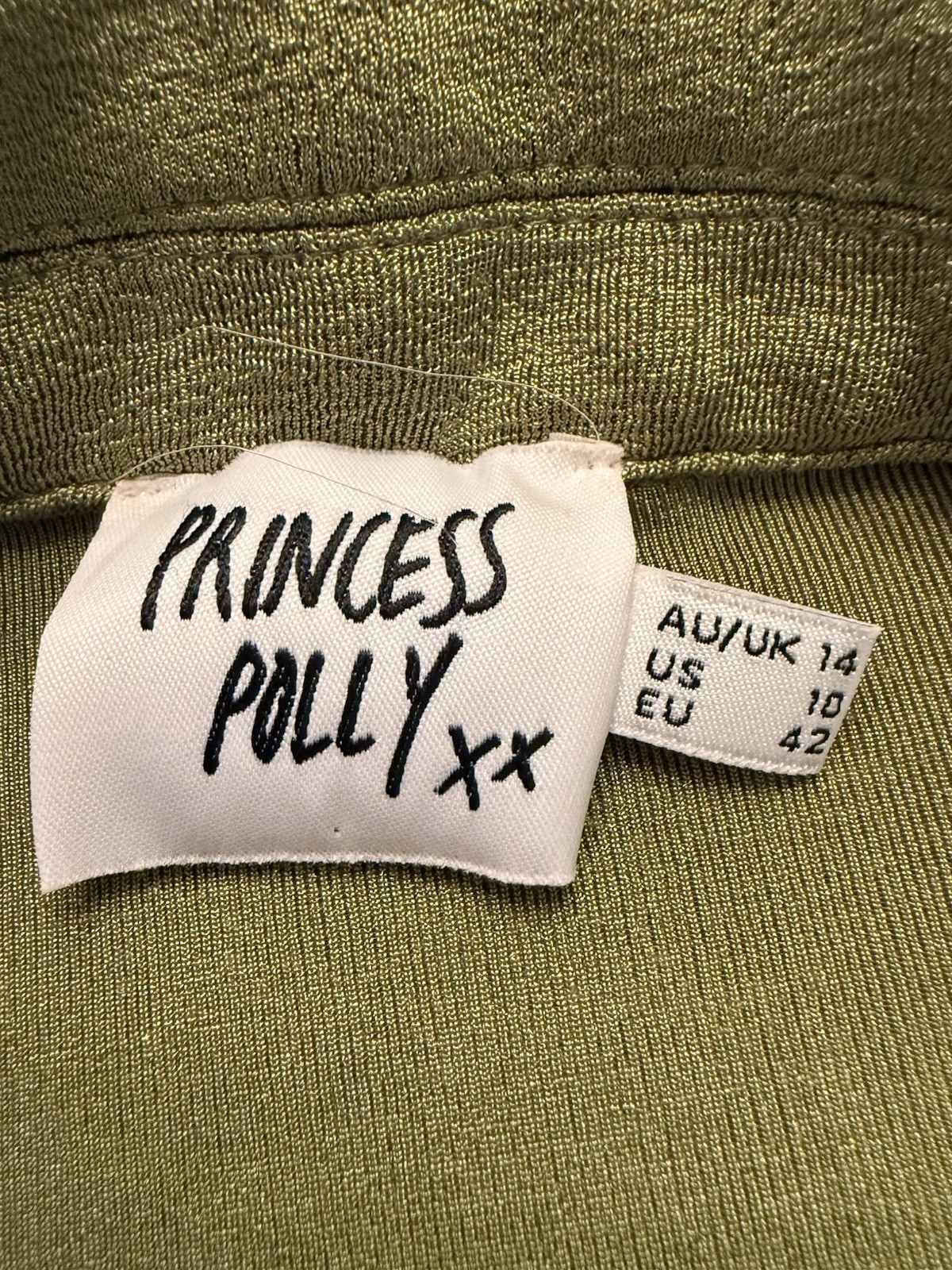 Princess Polly Green Party Time Faux Wrap Long Sleeve Mini Dress 10 Belt Stretch