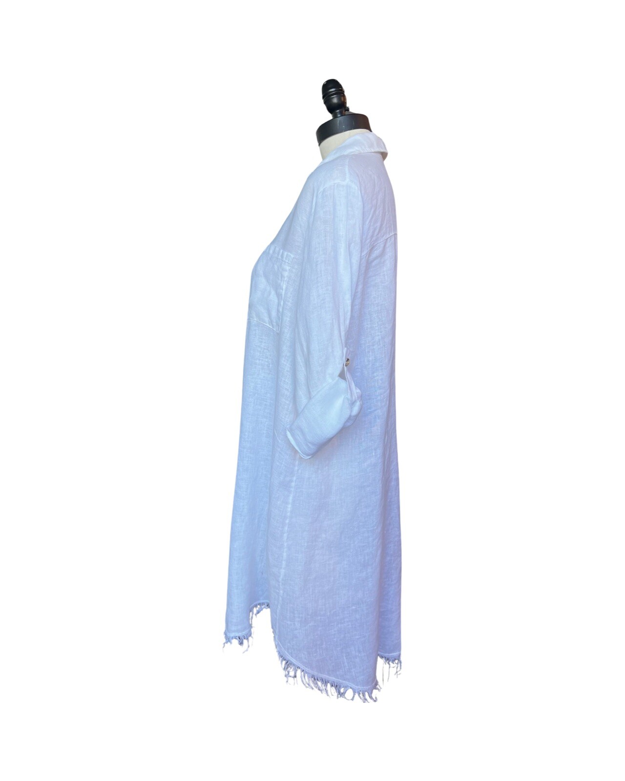 VENTI6 White Italian Linen Button Up Dress, Size S/M