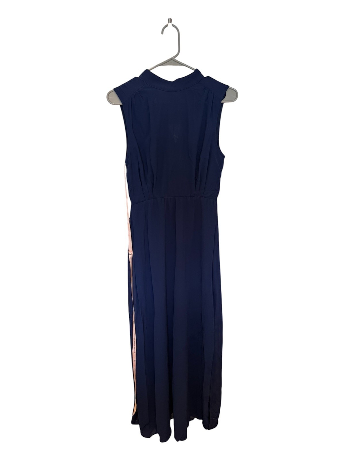 Lulus Classic Elegance Chiffon Sleeveless Mock Neck Maxi Dress Women’s Sm Blue