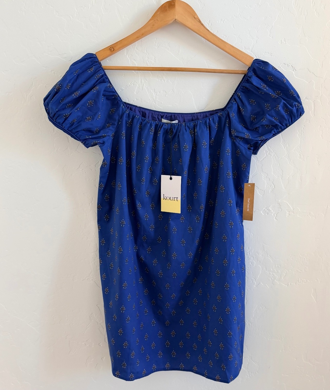 Few Moda Kourt Nya Cotton Relaxed Mini Shift Dress Size Small Blue Bijou