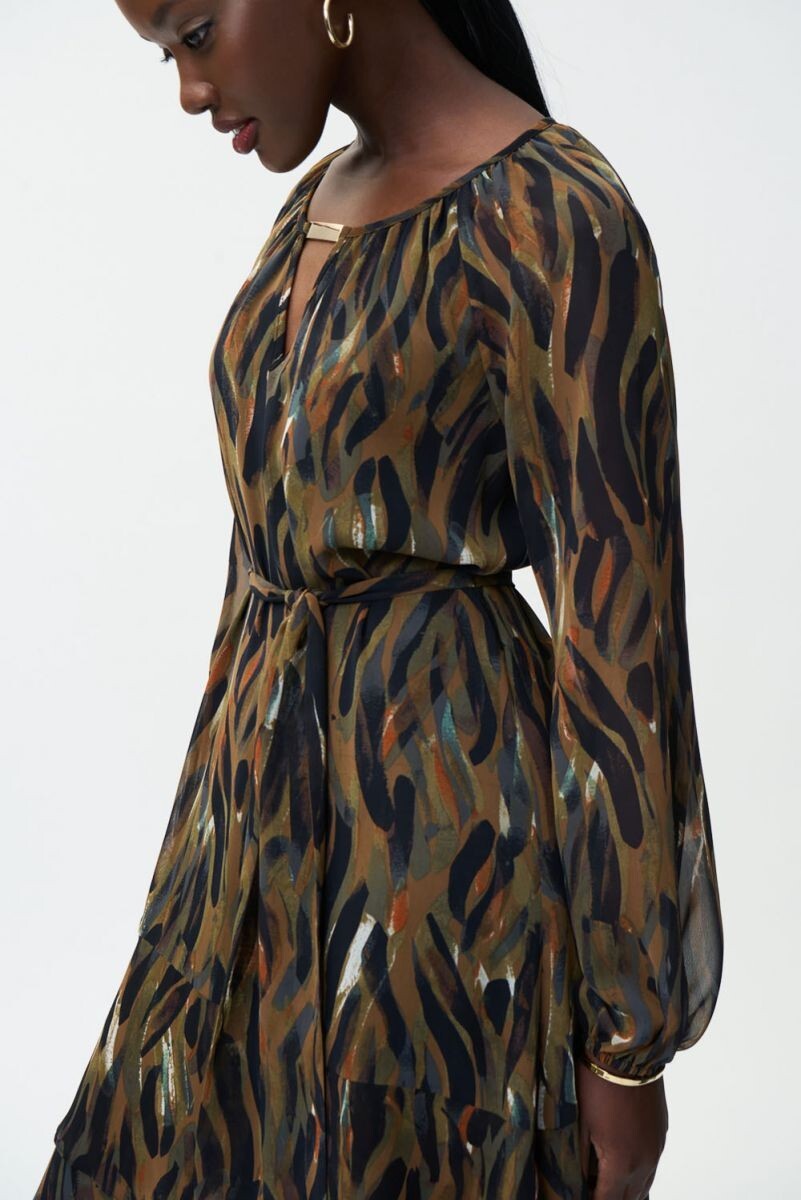 Joseph Ribkoff 224054 Size UK16 Black/Multi Chiffon Dress Original price £289