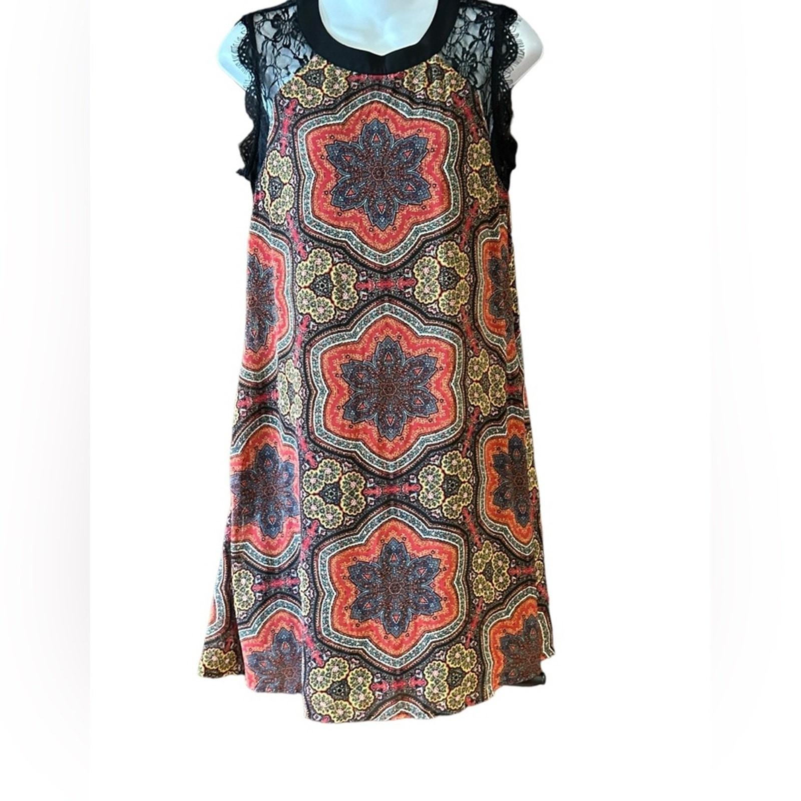 Kut from the Kloth Women’s Size 4 Black Lace and Medallion Print Lined Dress