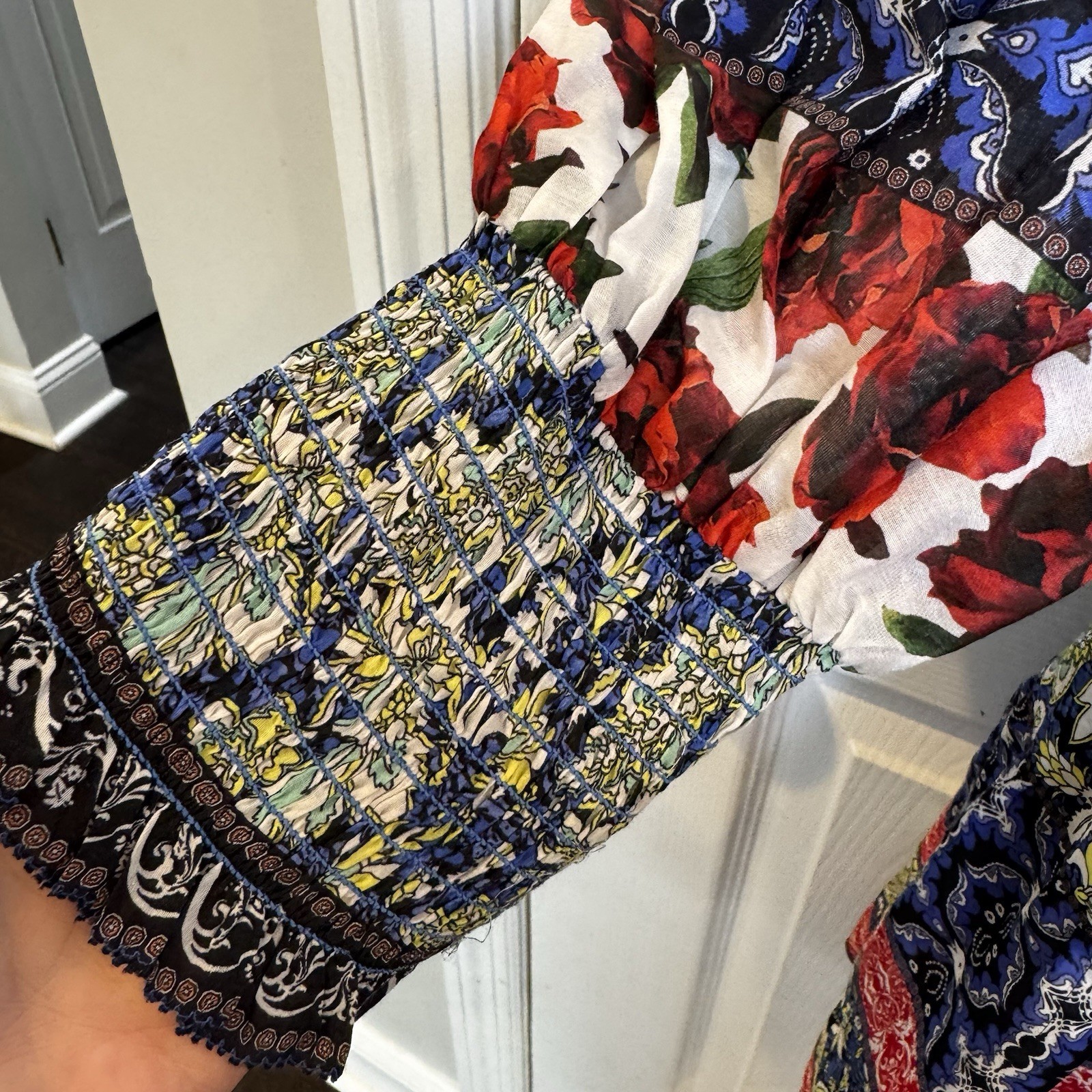 Alice + Olivia Rowan French Quarter Multi Patchwork Floral Silk Blend Dress S