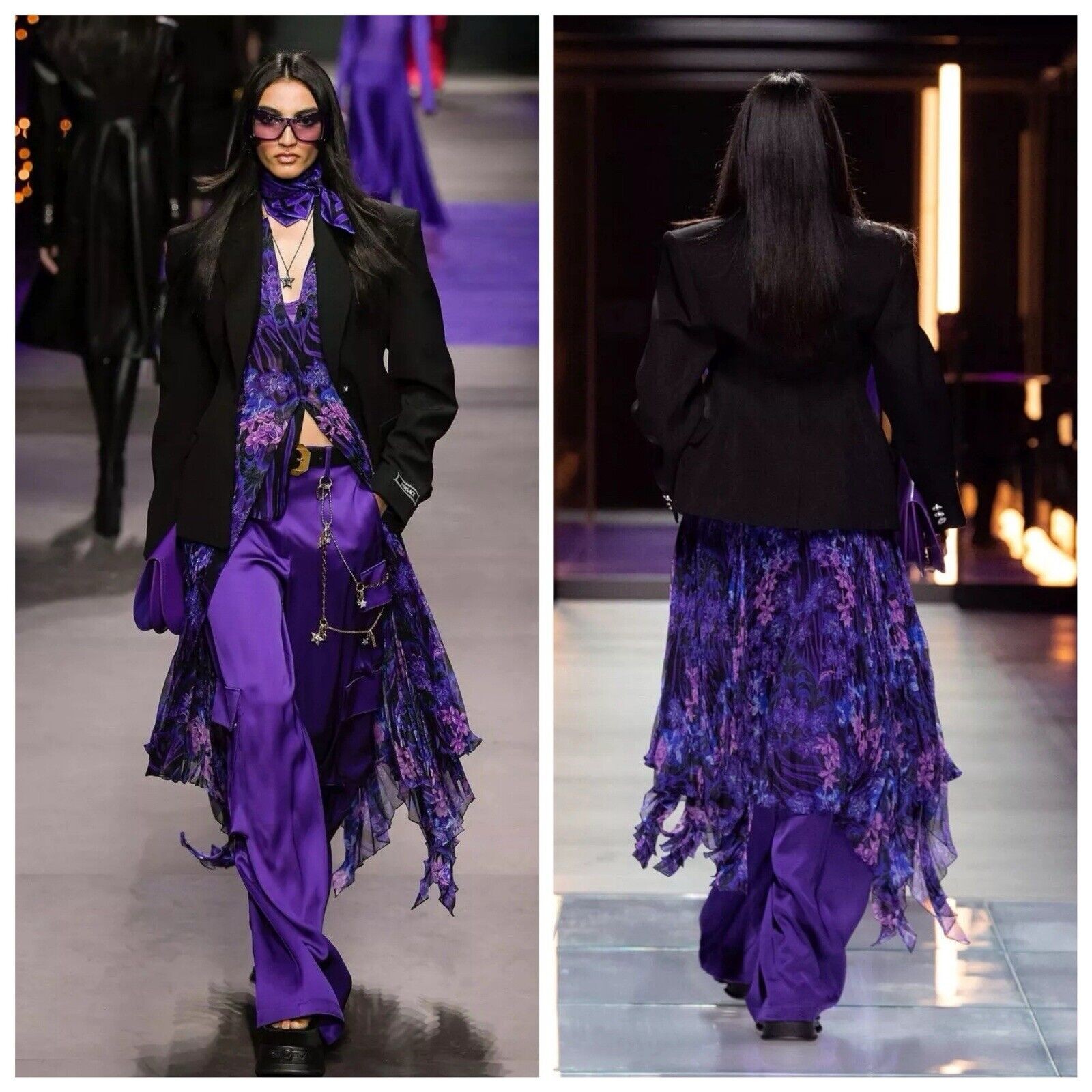 NWT Versace 42 US 6 Runway SS23 Plisse Dress All Over Orchid Purple $5,425