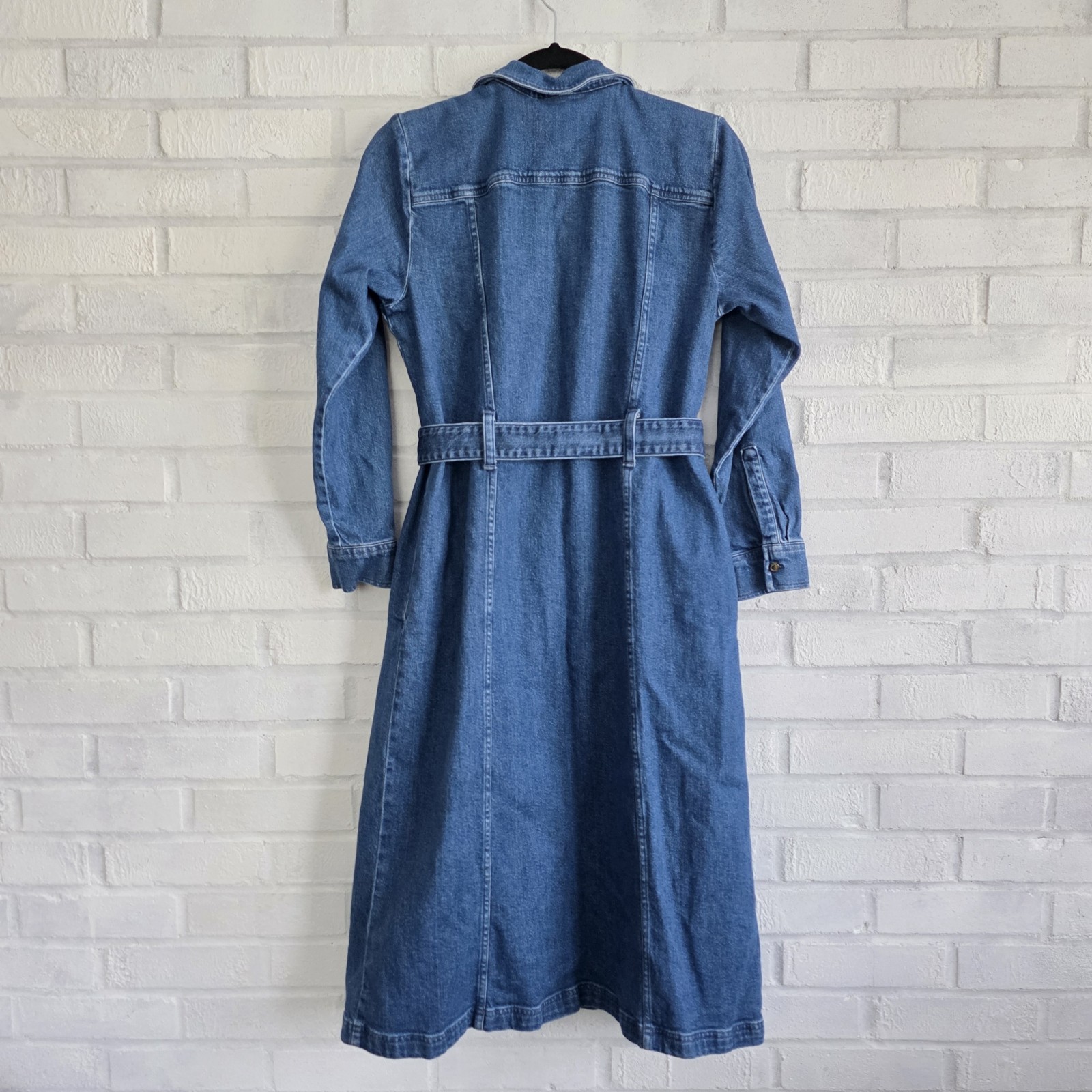Land’s End Denim Button Down Classic Midi Shirt Dress All Season Size Small 6-8
