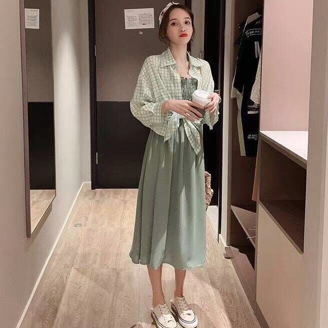 fashion casual dress + Blouse 2 Pieces