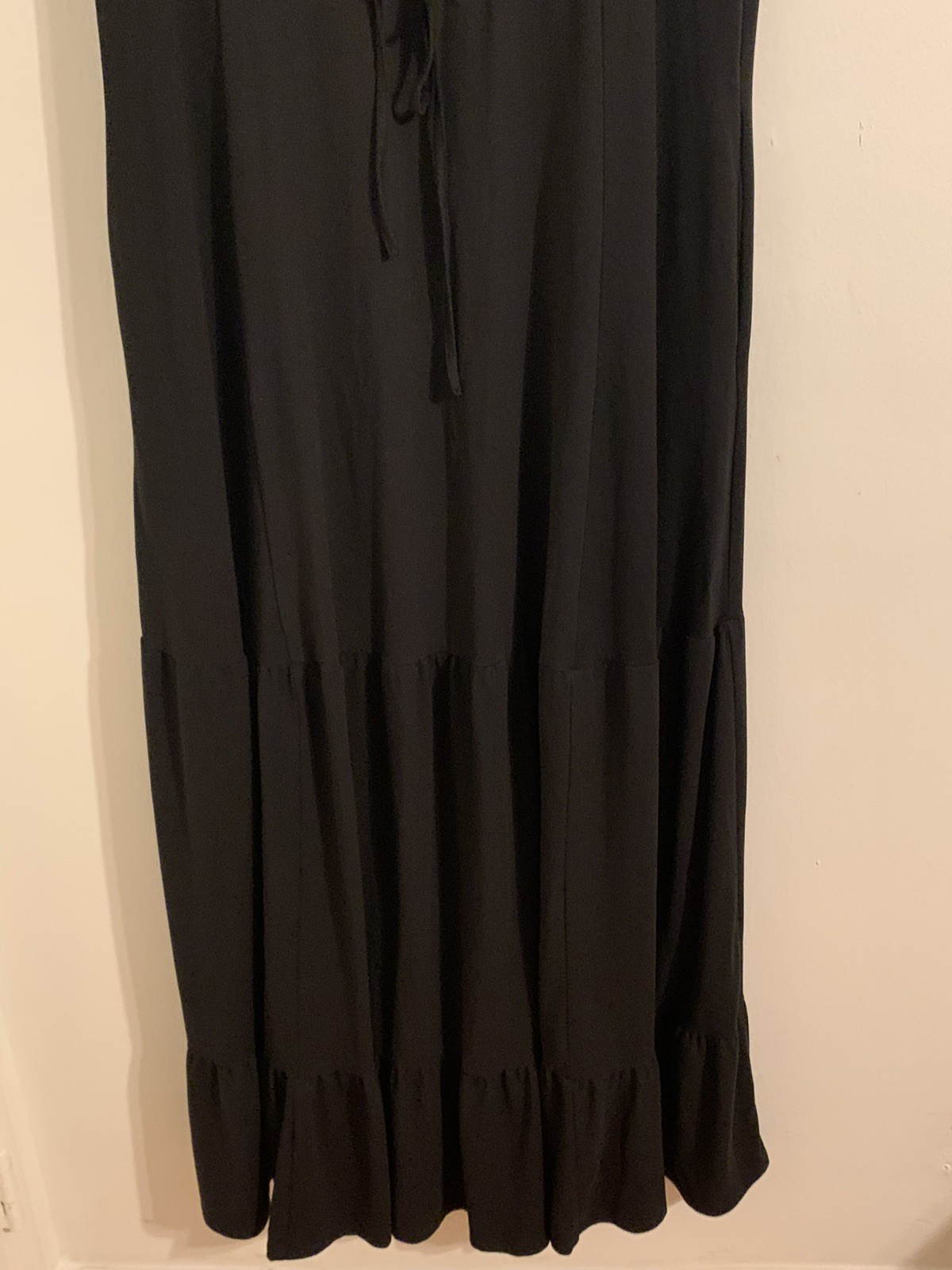 Hot Topic Black Empire Maxi Dress XL Pockets Goth Whimsigoth Lace Up Long VGC