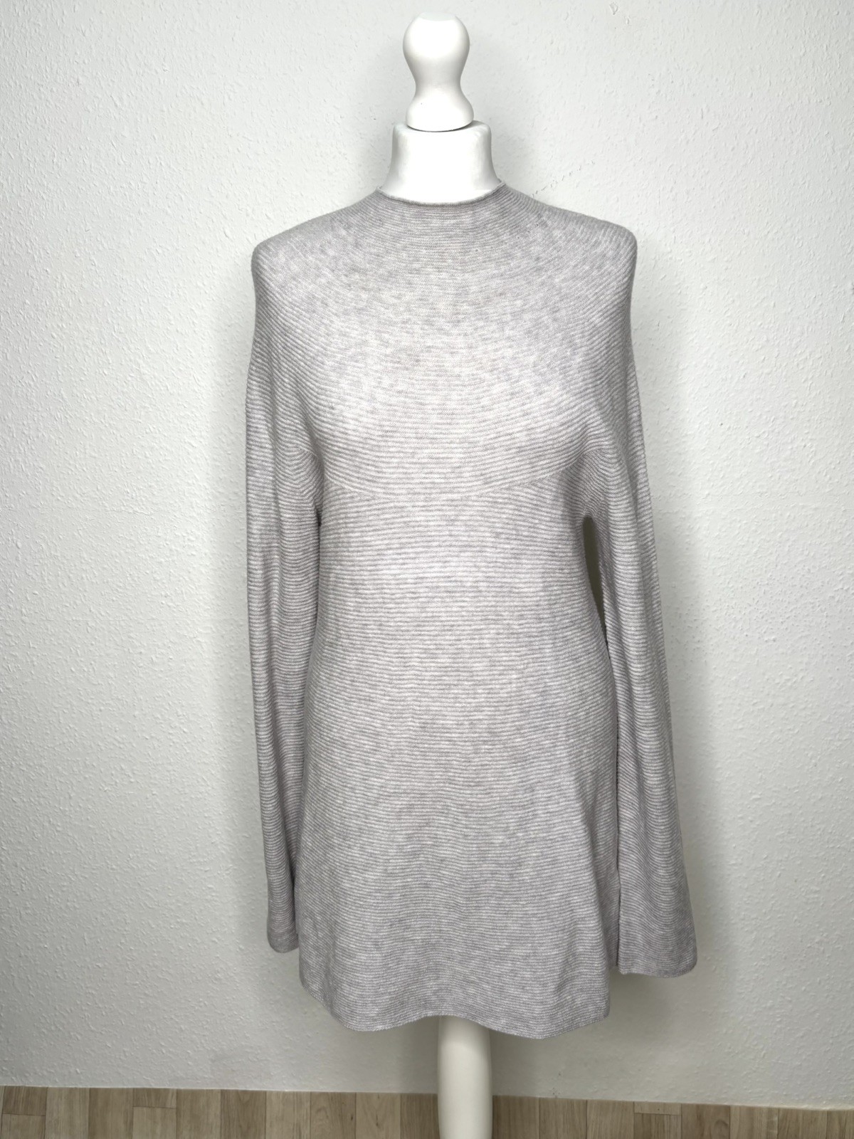 Jigsaw light Grey Wool blend Ribbed Knit jumper dress size M Tunic Sweater