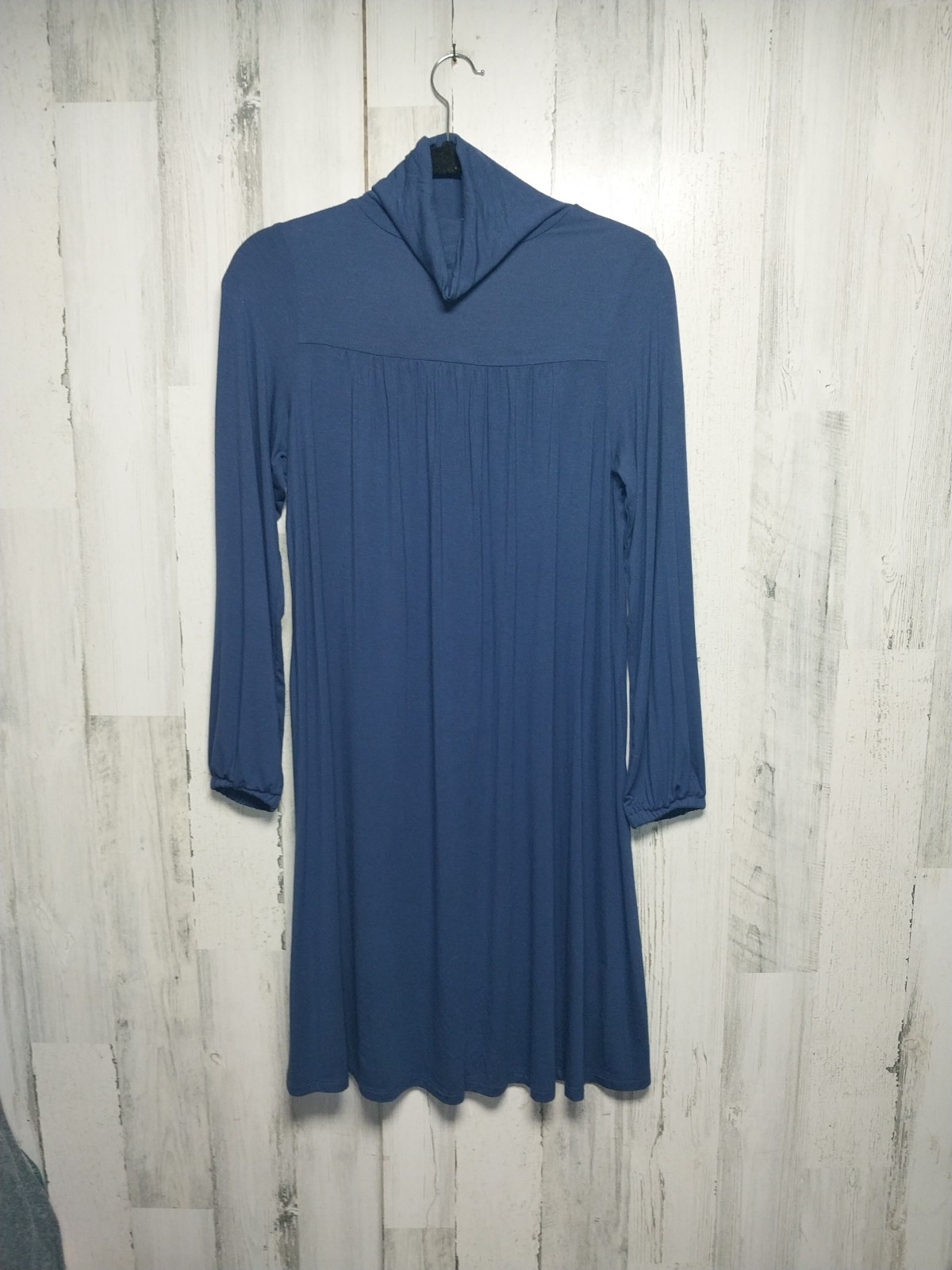 The Nines by HATCH Long Sleeve Turtleneck Jersey Swing Maternity Dress Blue S
