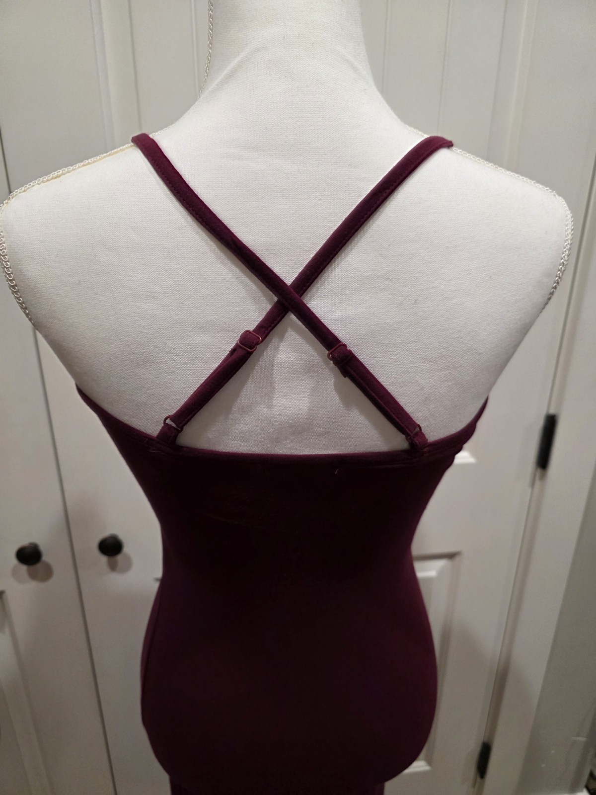 Bozollo Maroon Bodycon Maxi Double Side Slits Criss Cross Front & Back Size M