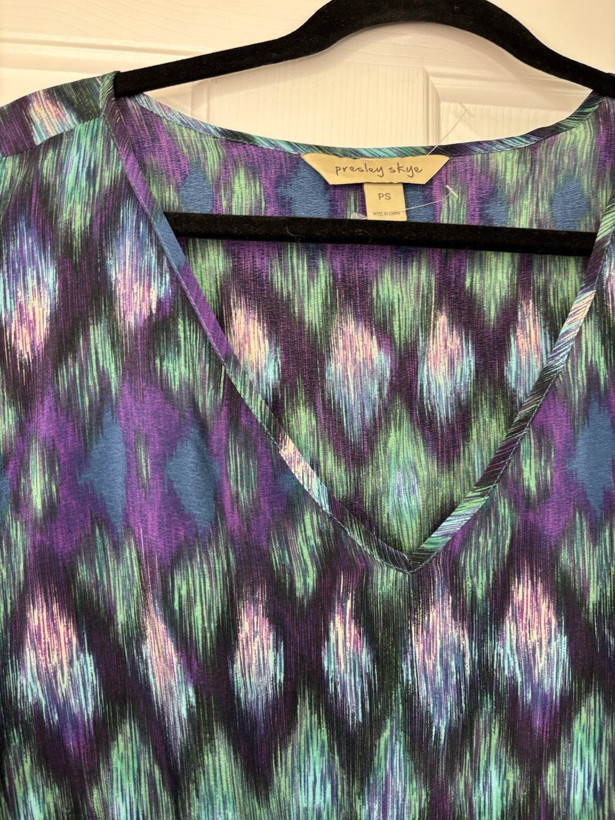 Presley Skye Silk Mini Belted Dress Size Small Blue Green And Purple
