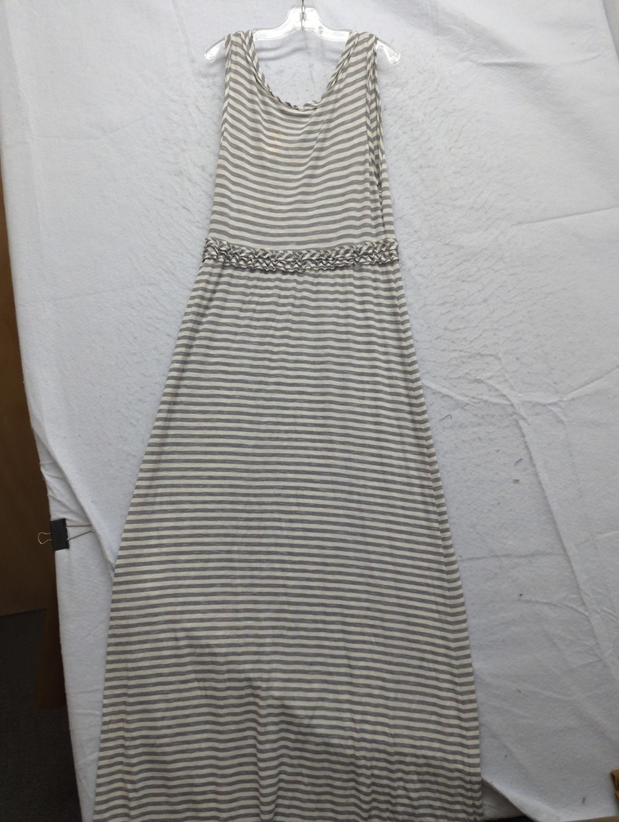 Max Studio Striped Sleeveless Maxi Dress With Braided Waist Detail Size Small