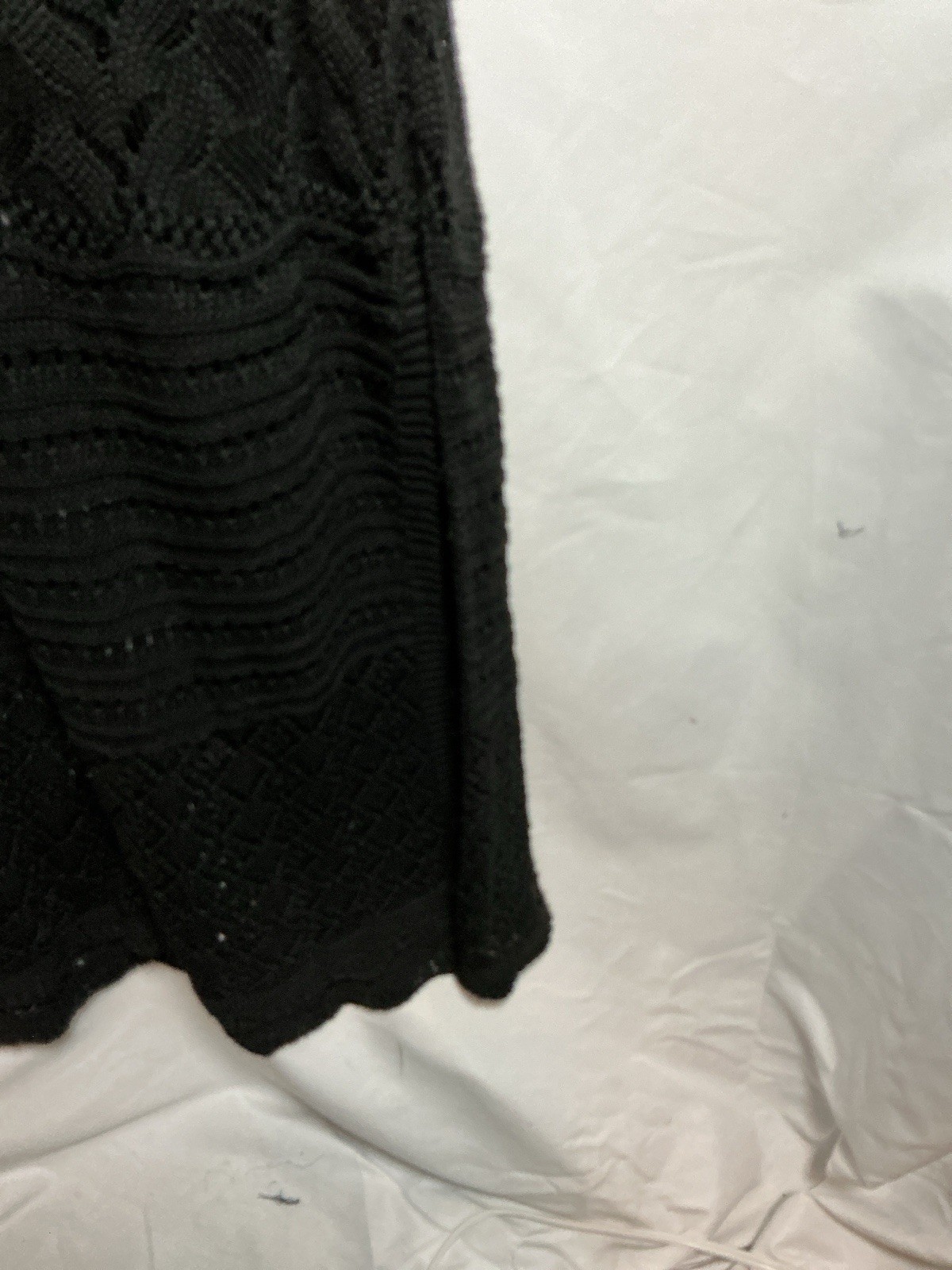 Solitaire Black Crochet Maxi Dress Lined V-Neck Short Sleeve Acrylic Polyester L