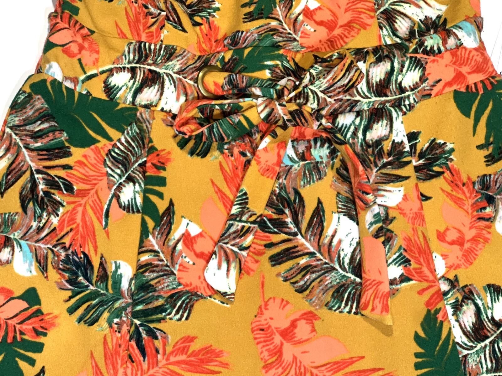 Shelby & Palmer Tropical Leaf Adjustable Belted Tie-Front Fit Flare Dress 6 NEW