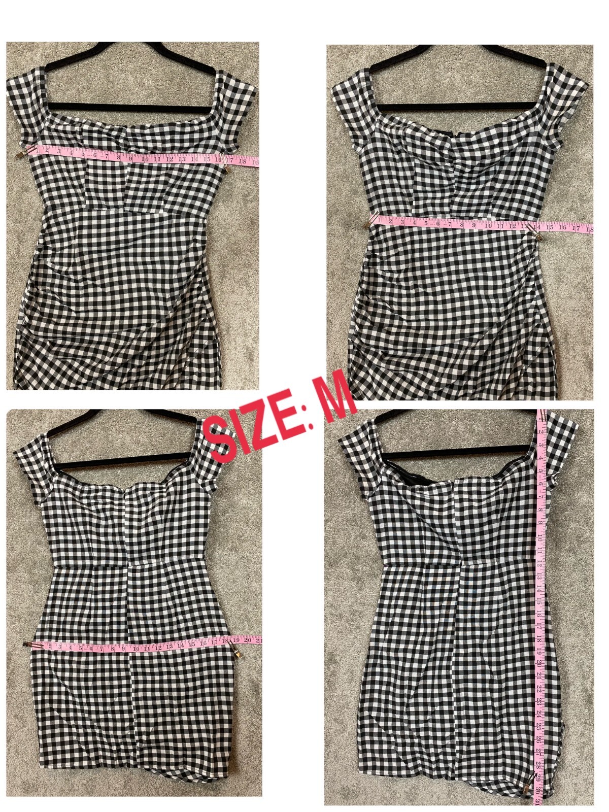 $64 NEW By The Way Roselyn Gingham Mini Dress Black & White Check XXS, XS, S, M