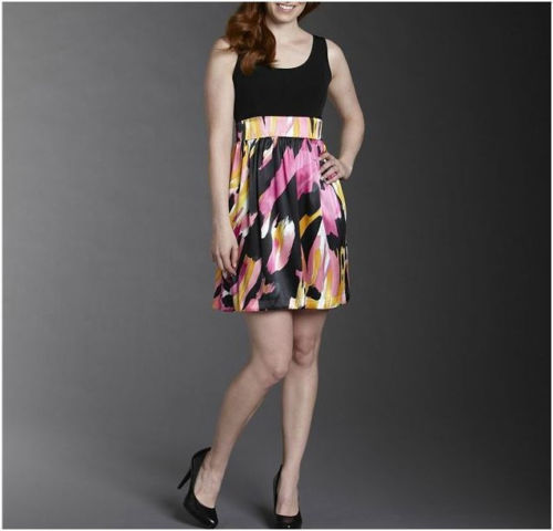 NWT-JESSICA HOWARD SIZE 10 Watercolor Print 2Tone Dress Empire Waist $100 Retail