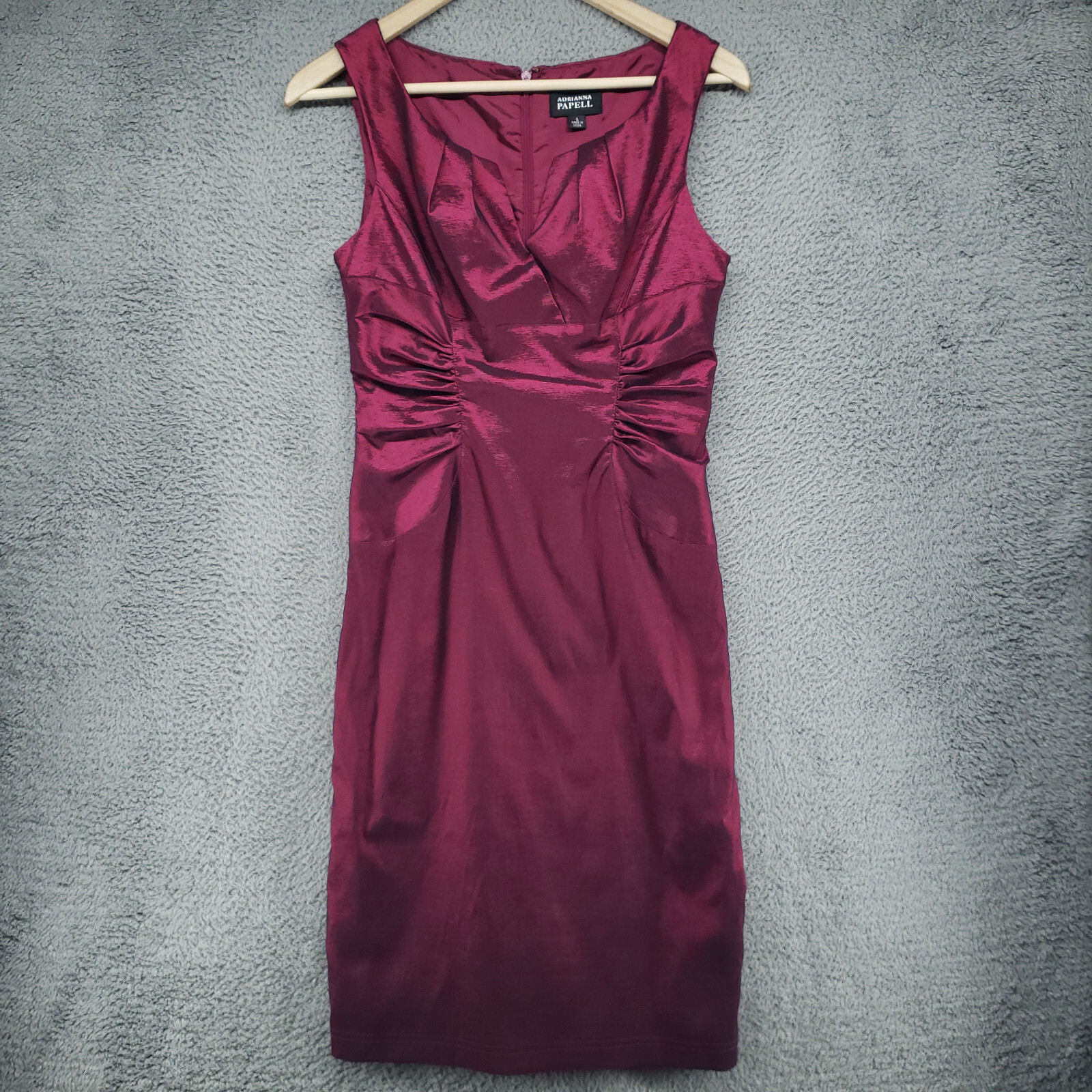 Adrianna Papell Red Burgundy Tafetta Sleeveless Dress Size 6