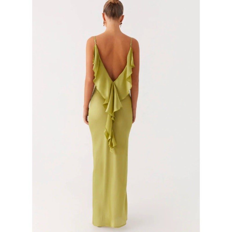 Peppermayo Jade Escape Ruffle Lime Green Maxi Dress NWT Size 8