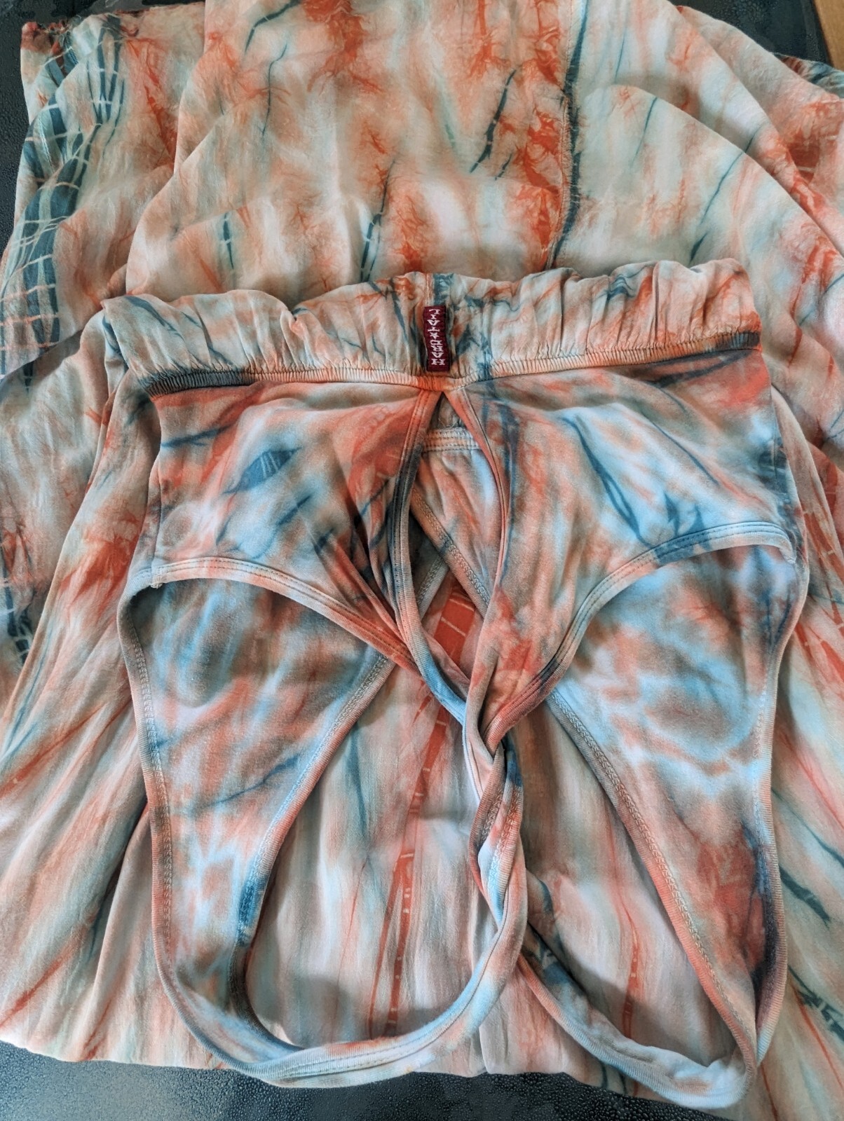 Hard Tail Twist Back Dress (S) Green Orange Tie Dye Maxi Cutout Breezy Flowy
