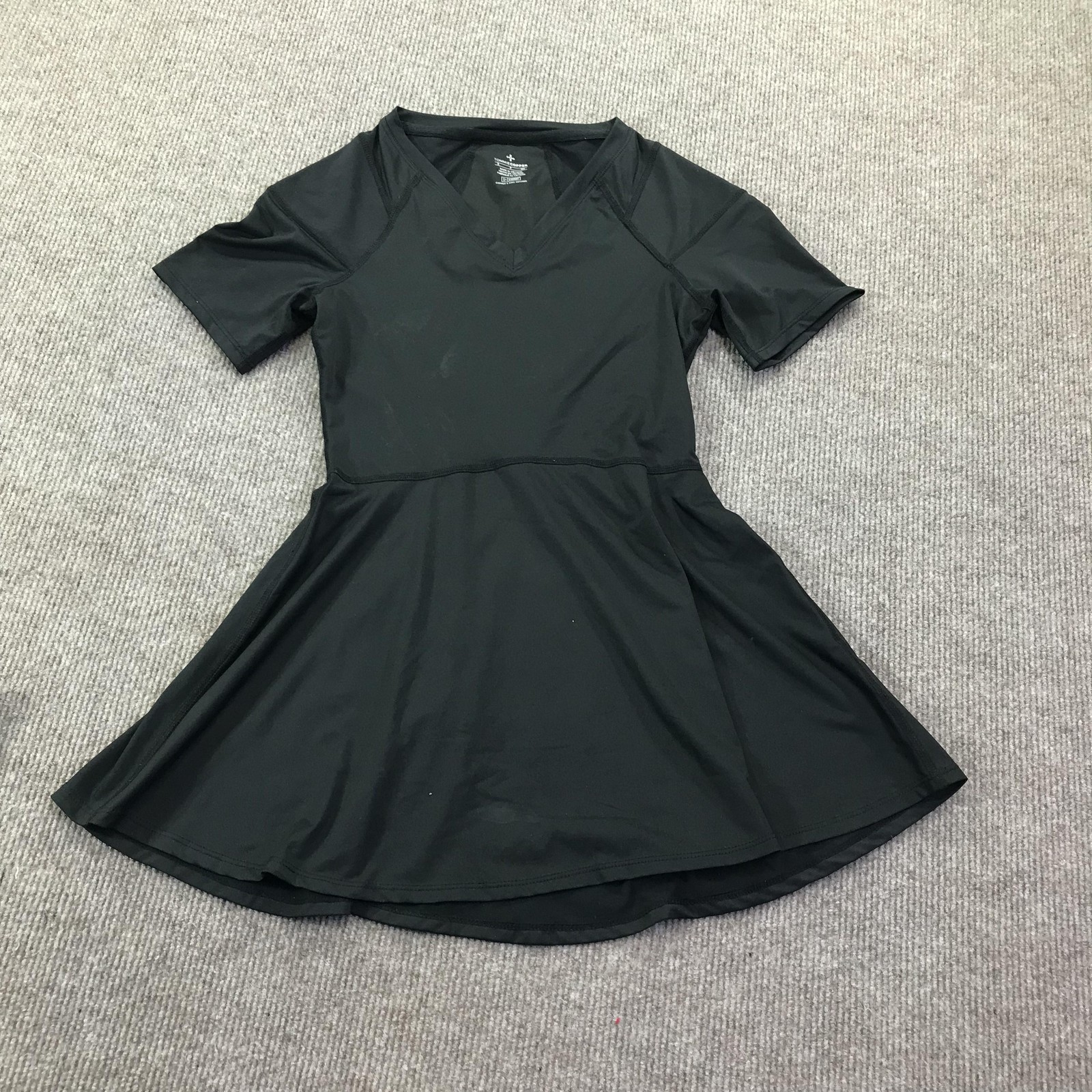 Tommie Copper Dress Womens Small Black Athletic Fit & Flare V-Neck Short Sleeve