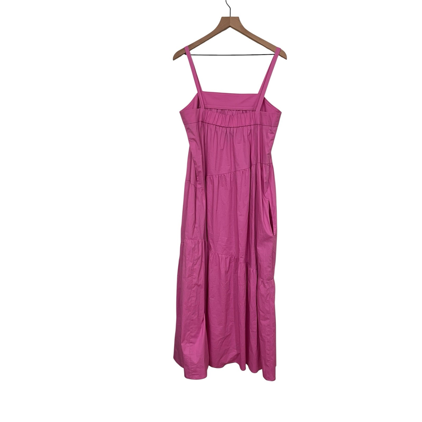 Donna Morgan Tiered Cotton Blend Maxi Dress Pink with Pockets Dress Size 14