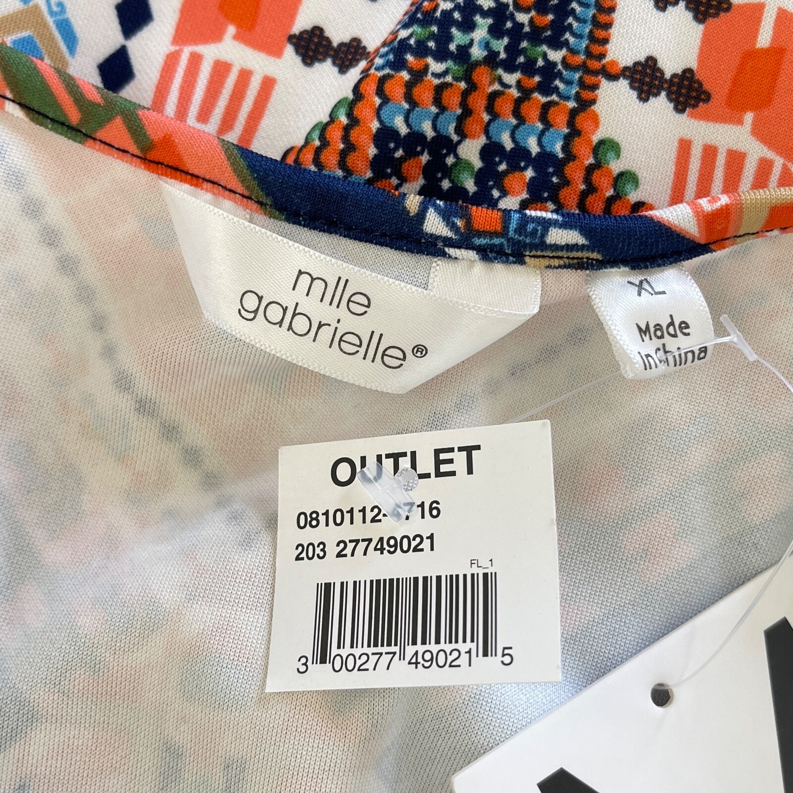 Mlle Gabrielle Sz XL Womans Orange Blue White Green Beige Sleeveless Shift Dress