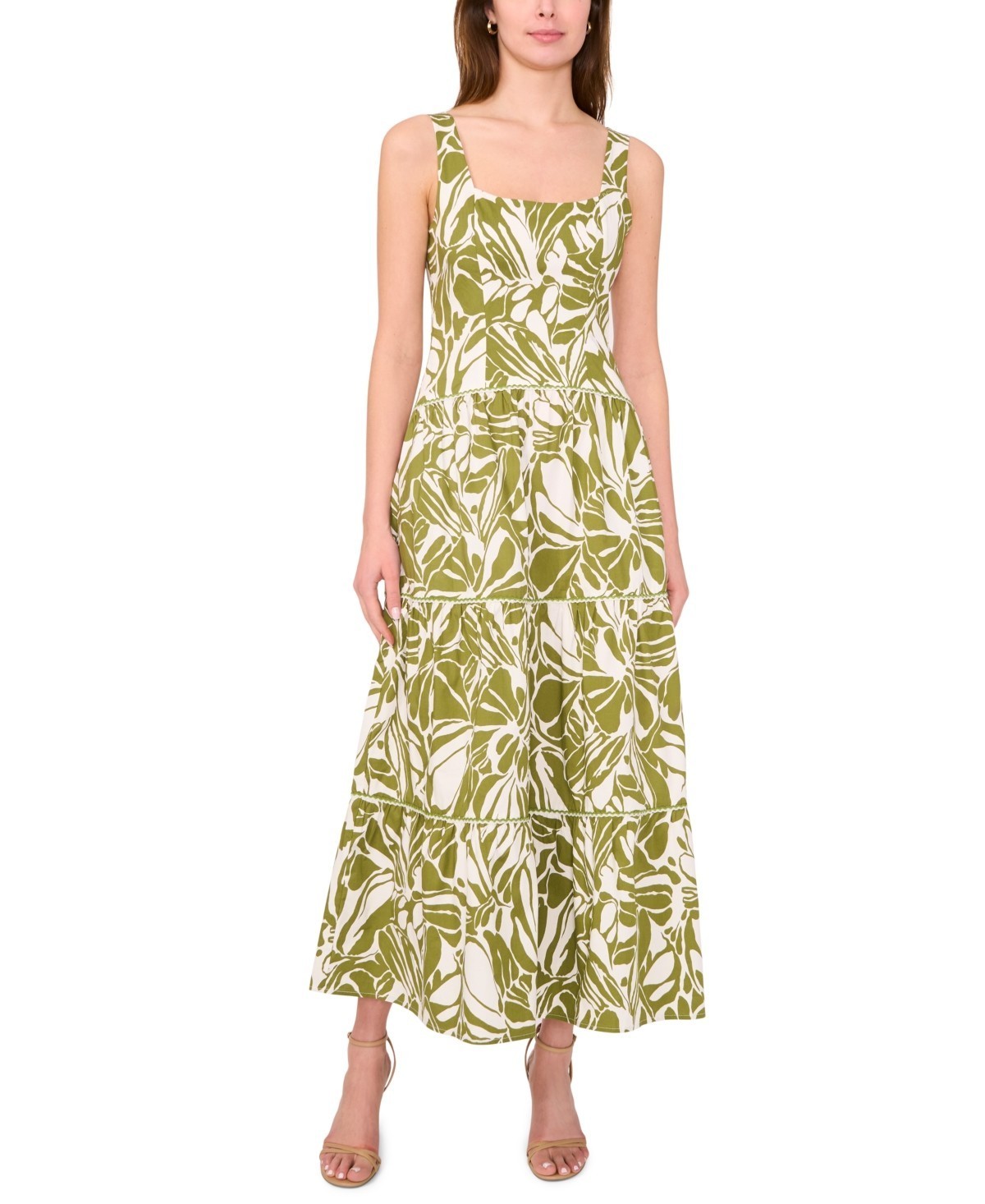 NWT! CeCe Women’s Cotton-Blend Printed Sleeveless Maxi Dress – Wild Sage S $119