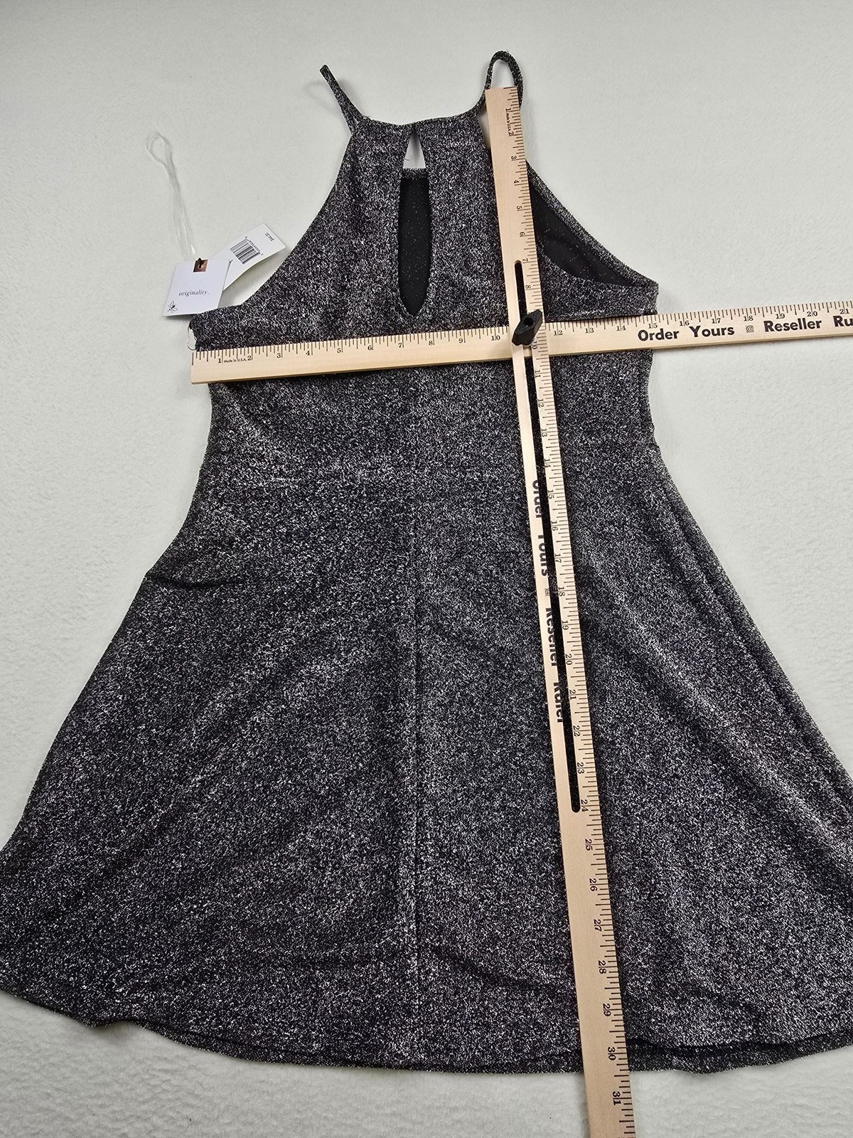 NEW Originality Large Sparkly Black Halter Neck Sleeveless Party Mini Dress
