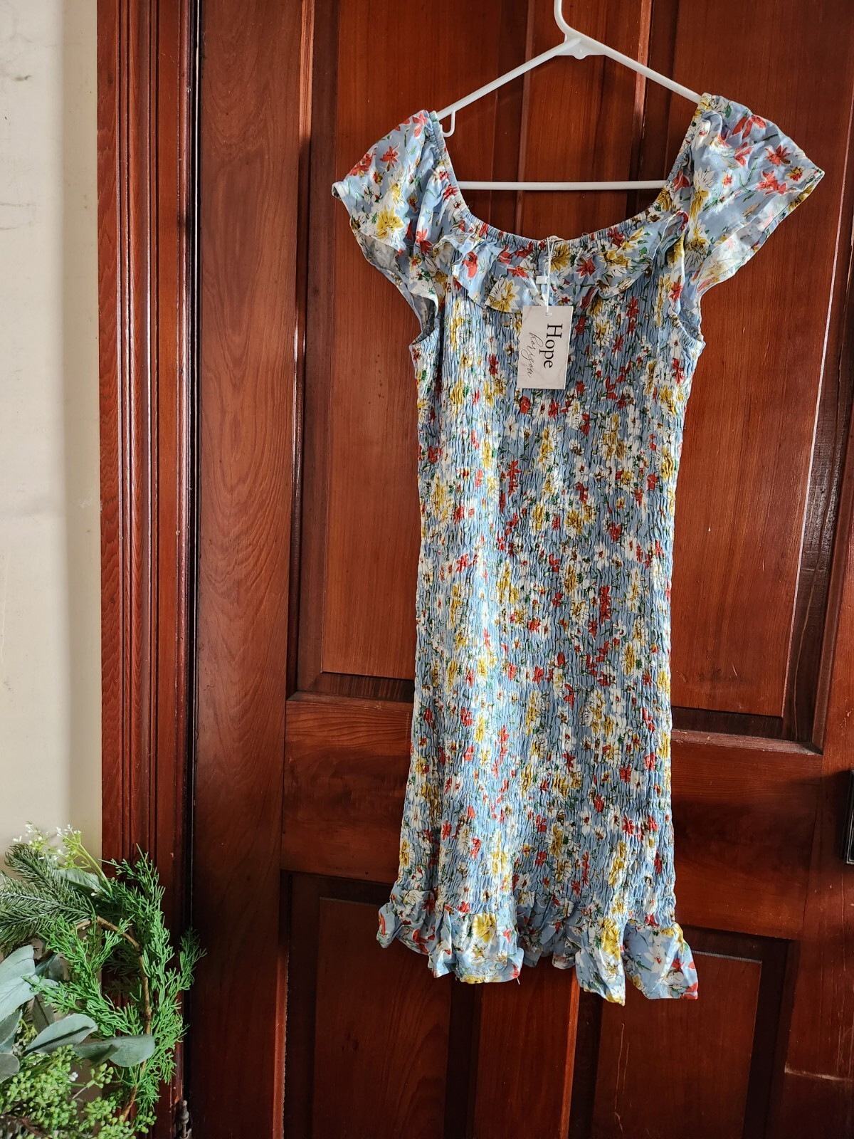 Hope Horizon Summer Dress Light Blue Colorful Flower Floral Dress Size Large NWT