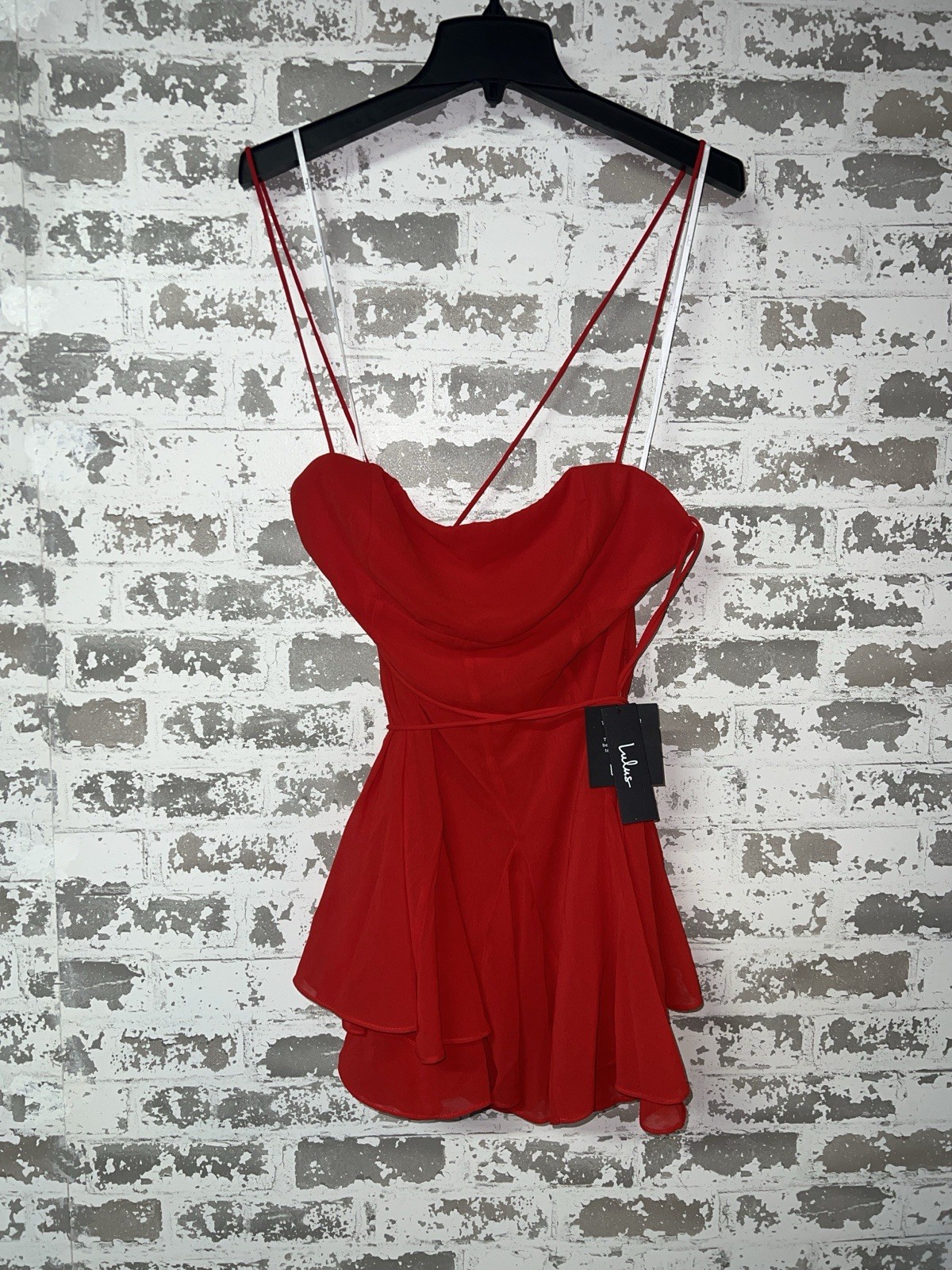 NWT! Lulus Thin Strap Sexy Micro Mini Dress Size Large – Red