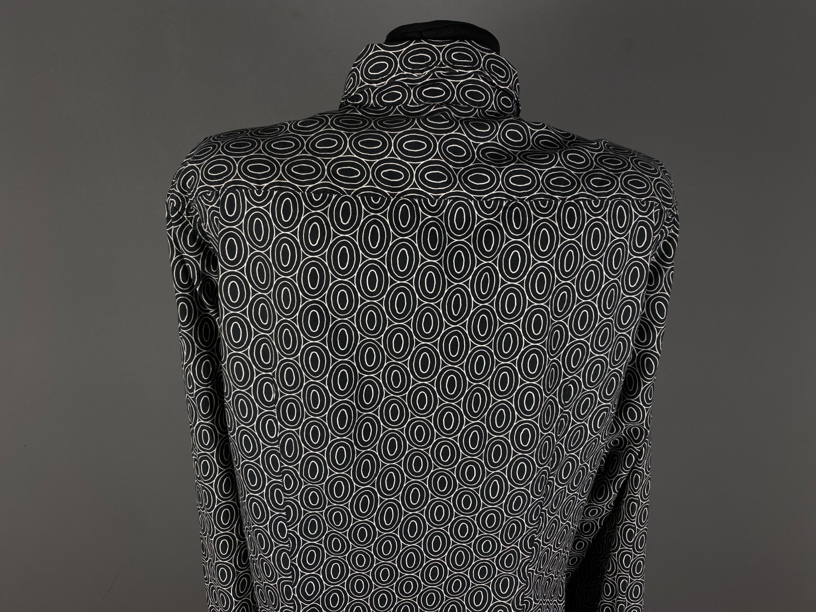 0039 Italy Black/White Patterned Button Down Shirt Dress Women’s Size 2XL