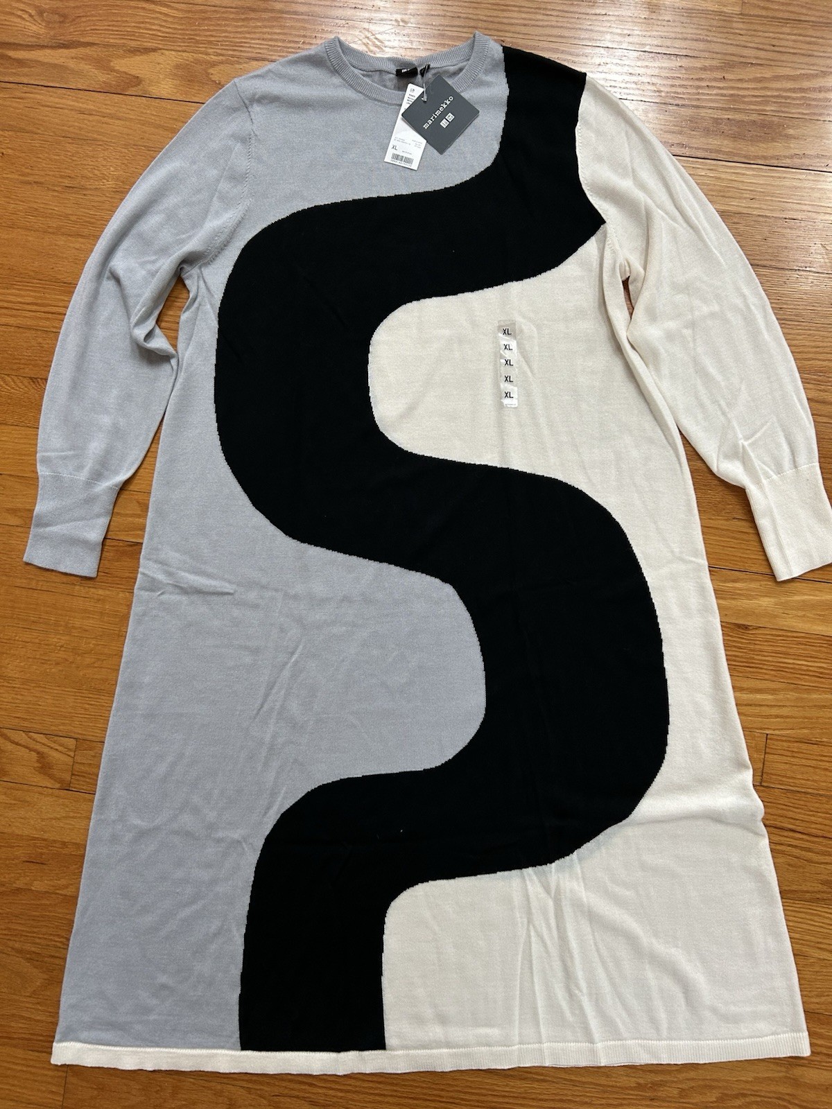 Marimekko x Uniqlo Women Wool Blend Long-Sleeve Dress White Size XL NWT